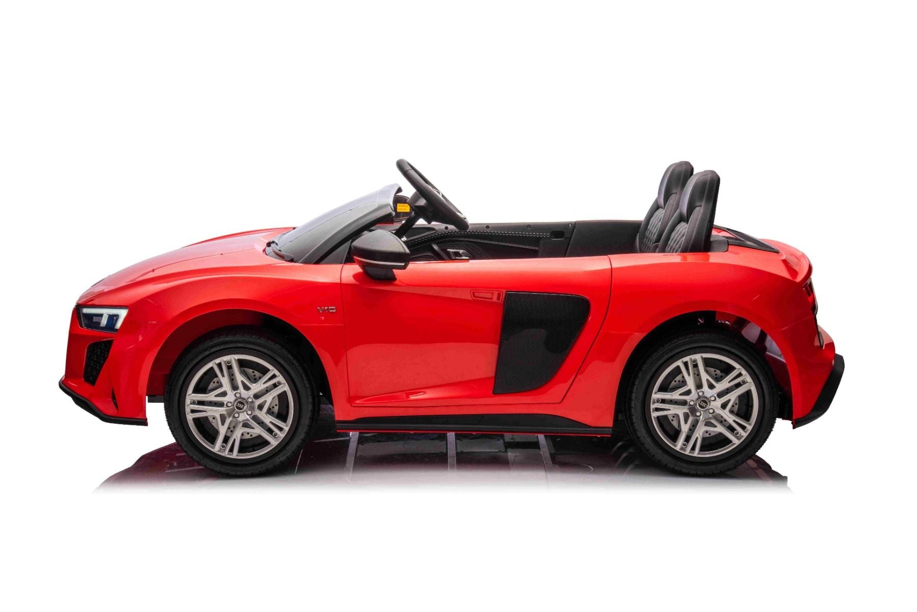 Elektrisches Kinderauto Audi R8 SPYDER Zweisitzer 24V, rot, MP3-Player mit USB/AUX und Bluetooth, Batterie 24V/14Ah, 2 x 200W Motoren, EVA-Räder mit Hinterradfederung, verstellbare Ledersitze, Fernbedienung, lizenziert