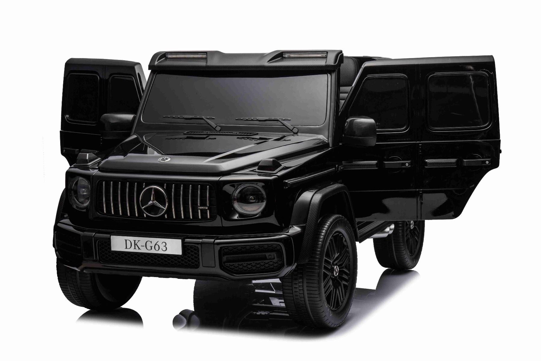4x4² Kinder Elektroauto 12V 2 sitzer Mercedes-Benz G63 AMG , schwarz, MP3-Player mit USB/AUX-Eingang, 4x4-Antrieb, Batterie 12V14Ah, gefederte EVA-Räder, Kunstledersitze, Fernbedienung, Lizenziert