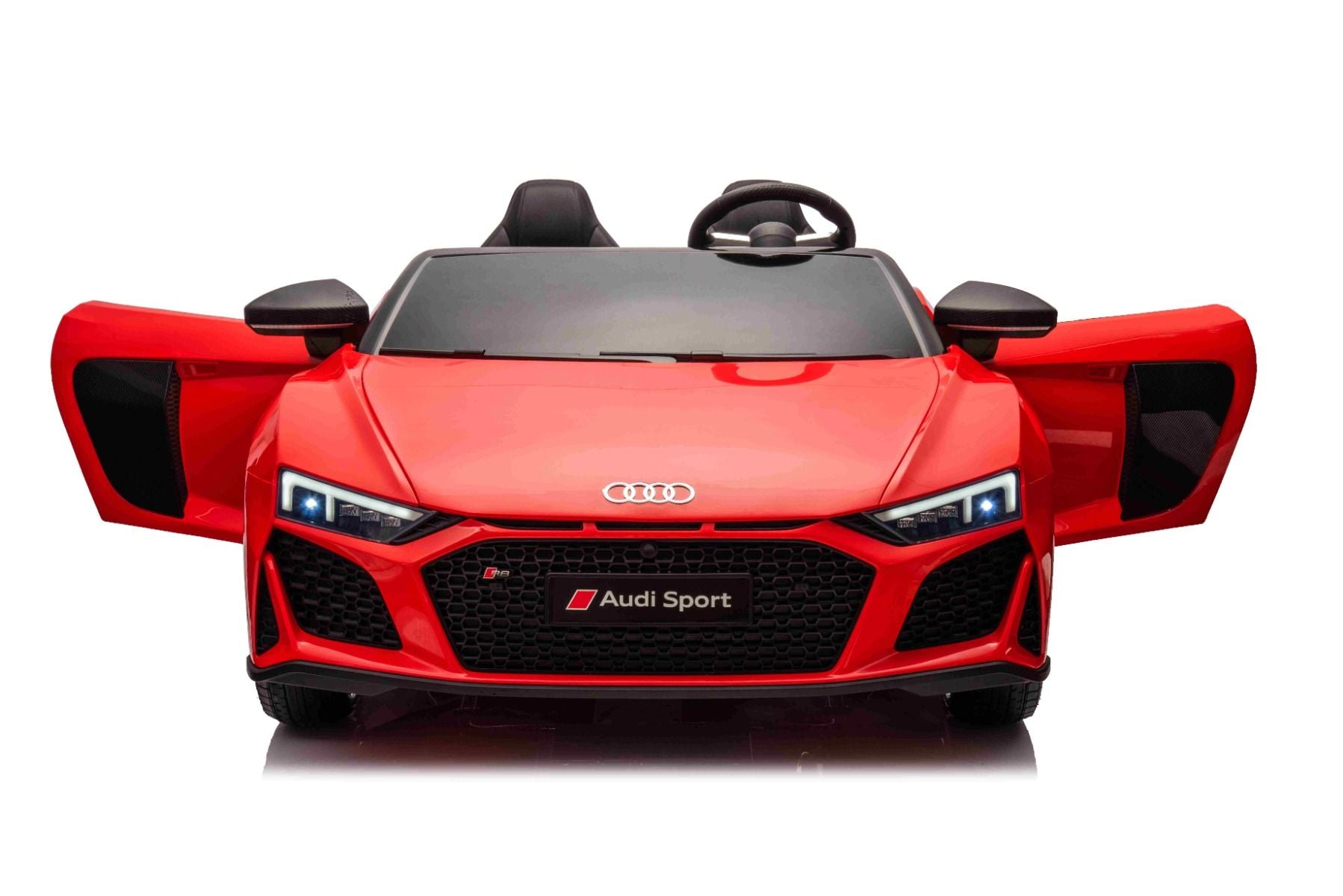 Elektrisches Kinderauto Audi R8 SPYDER Zweisitzer 24V, rot, MP3-Player mit USB/AUX und Bluetooth, Batterie 24V/14Ah, 2 x 200W Motoren, EVA-Räder mit Hinterradfederung, verstellbare Ledersitze, Fernbedienung, lizenziert