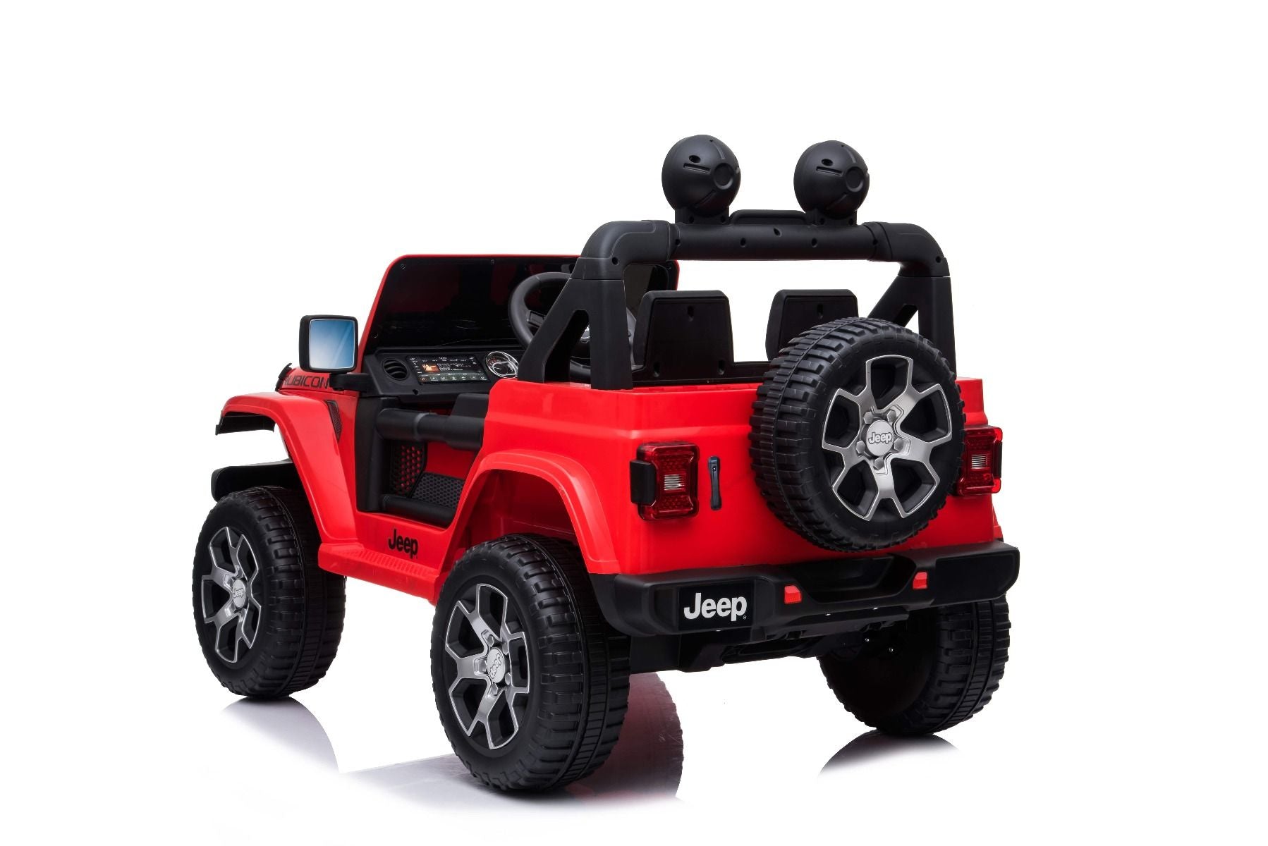 RIRICAR Elektroauto für Kinder 12V Jeep Wrangler, rot, kinder elektroauto 2 sitzer mit 2,4-GHz-Fernbedienung, Radio mit Bluetooth- und USB-Eingang, Eva-Räder, elektrofahrzeug kinder ab 3-8 jahre