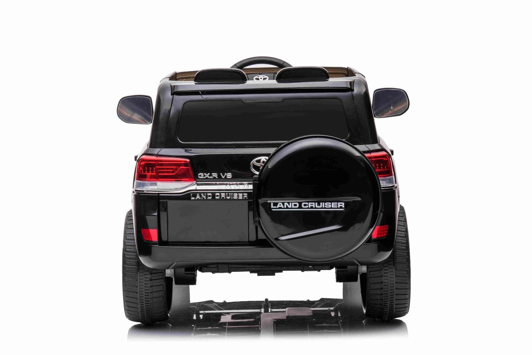 Kinder-Elektroauto Toyota Landcruiser 12V, SCHWARZ, Kunstledersitz, 12V/7AH-Akku, Öffnende Türen, 2 x 35W-Motor, 2.4GHz-Fernbedienung, weiche EVA-Räder, Federung, Sanftanlauf, MP3-Player mit USB-/AUX-Eingang, lizenziert