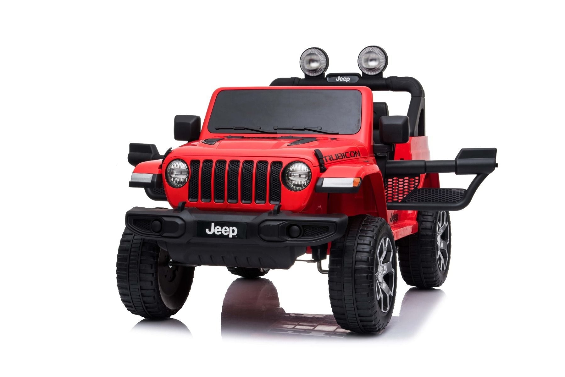 RIRICAR Elektroauto für Kinder 12V Jeep Wrangler, rot, kinder elektroauto 2 sitzer mit 2,4-GHz-Fernbedienung, Radio mit Bluetooth- und USB-Eingang, Eva-Räder, elektrofahrzeug kinder ab 3-8 jahre