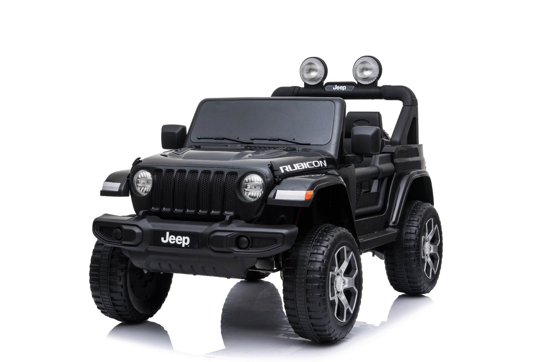 RIRICAR Elektroauto für Kinder 12V JEEP Wrangler, Schwarz, kinder elektroauto 2 sitzer mit 2,4-GHz-Fernbedienung, Radio mit Bluetooth- und USB-Eingang, Eva-Räder, elektrofahrzeug kinder ab 3-8 jahre