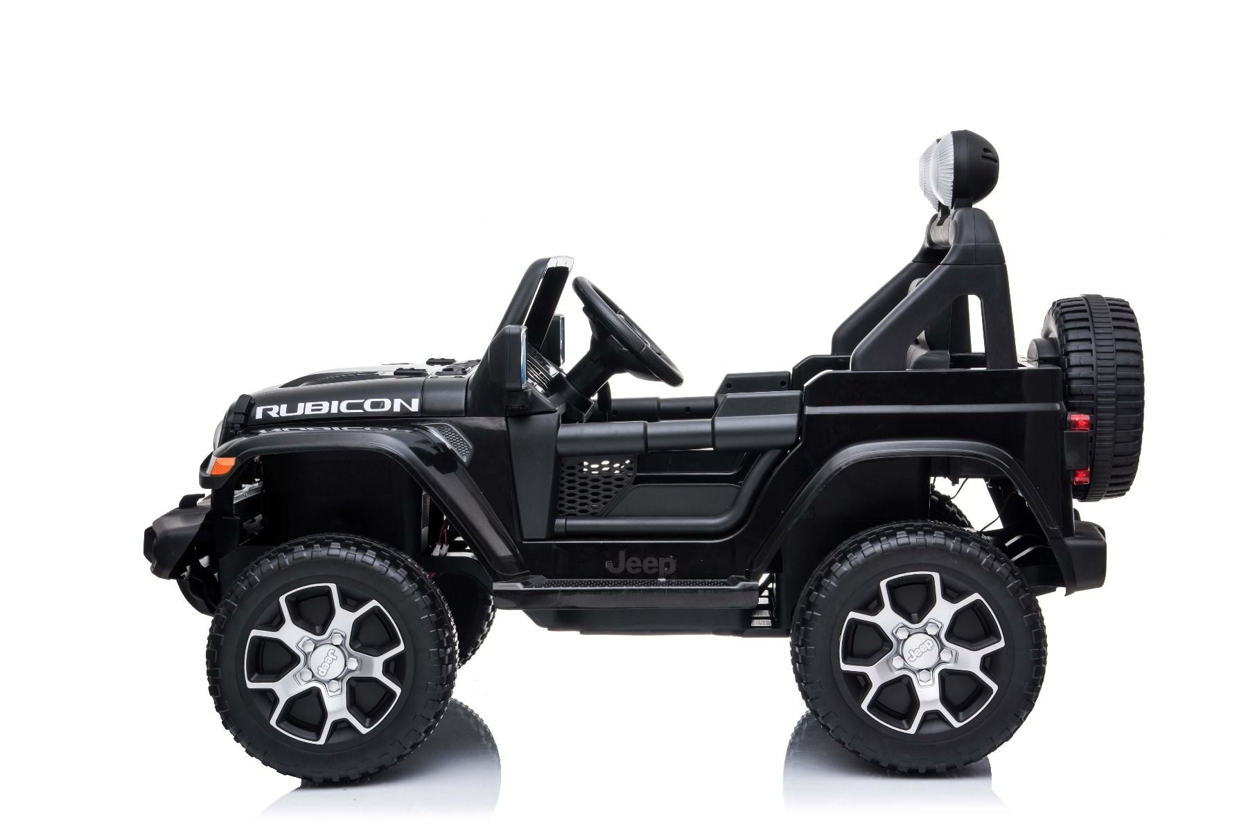 RIRICAR Elektroauto für Kinder 12V JEEP Wrangler, Schwarz, kinder elektroauto 2 sitzer mit 2,4-GHz-Fernbedienung, Radio mit Bluetooth- und USB-Eingang, Eva-Räder, elektrofahrzeug kinder ab 3-8 jahre