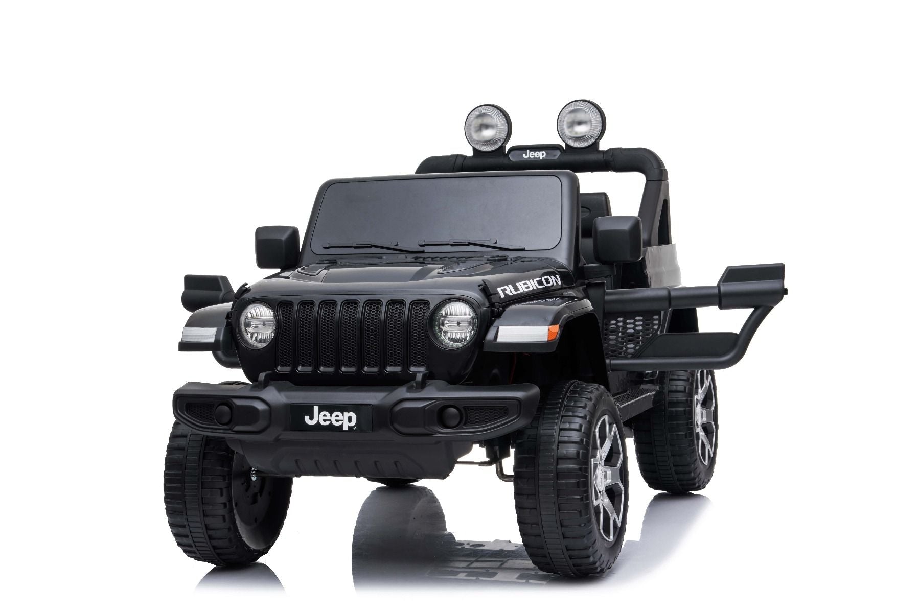 RIRICAR Elektroauto für Kinder 12V JEEP Wrangler, Schwarz, kinder elektroauto 2 sitzer mit 2,4-GHz-Fernbedienung, Radio mit Bluetooth- und USB-Eingang, Eva-Räder, elektrofahrzeug kinder ab 3-8 jahre