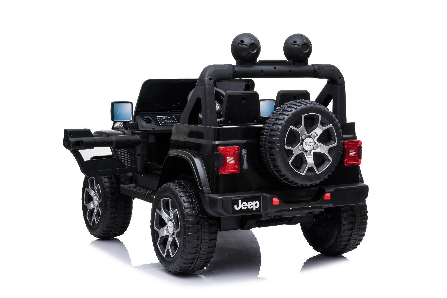 RIRICAR Elektroauto für Kinder 12V JEEP Wrangler, Schwarz, kinder elektroauto 2 sitzer mit 2,4-GHz-Fernbedienung, Radio mit Bluetooth- und USB-Eingang, Eva-Räder, elektrofahrzeug kinder ab 3-8 jahre