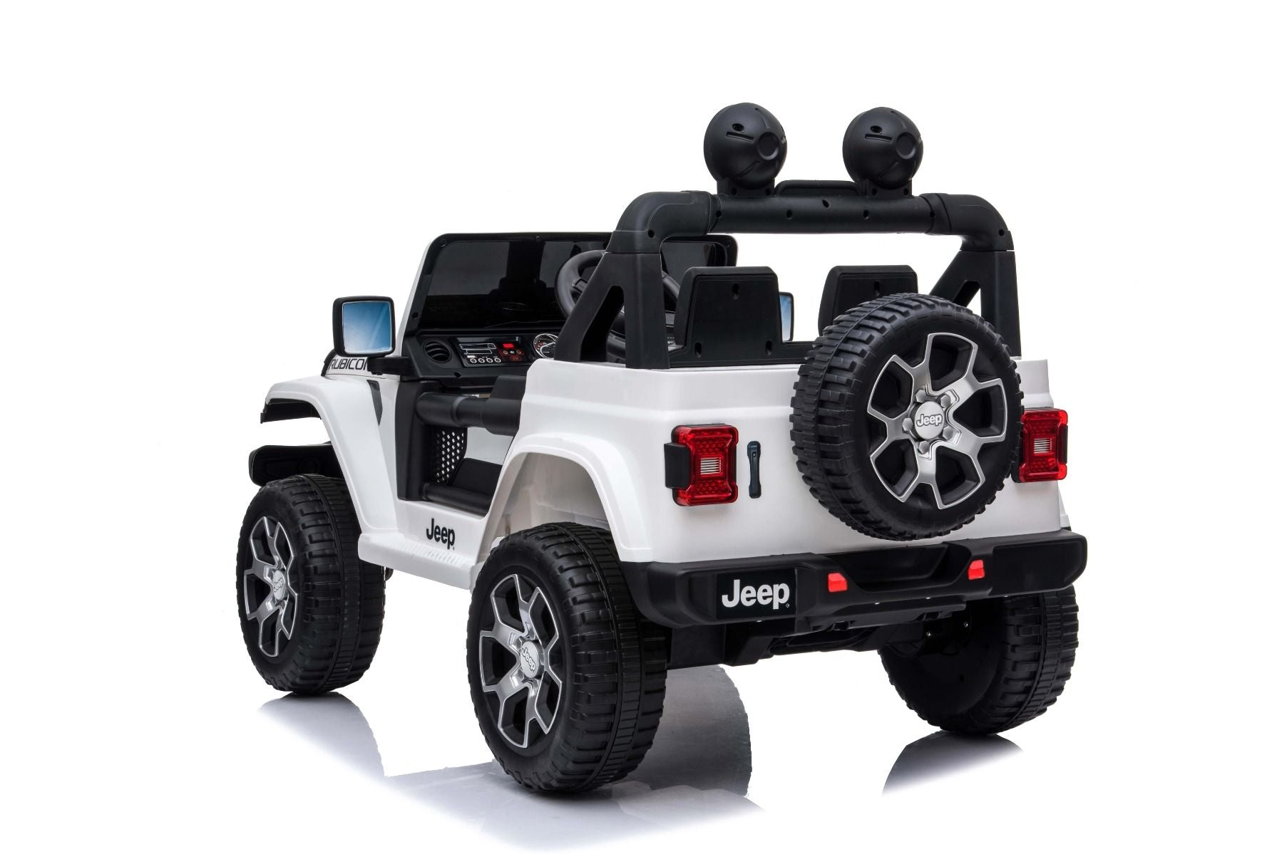 RIRICAR Elektroauto für Kinder 12V Jeep Wrangler, Weiß, kinder elektroauto 2 sitzer mit 2,4-GHz-Fernbedienung, Radio mit Bluetooth- und USB-Eingang, Lithium-Akku, Eva-Räder, elektrofahrzeug kinder ab 3-8 jahre