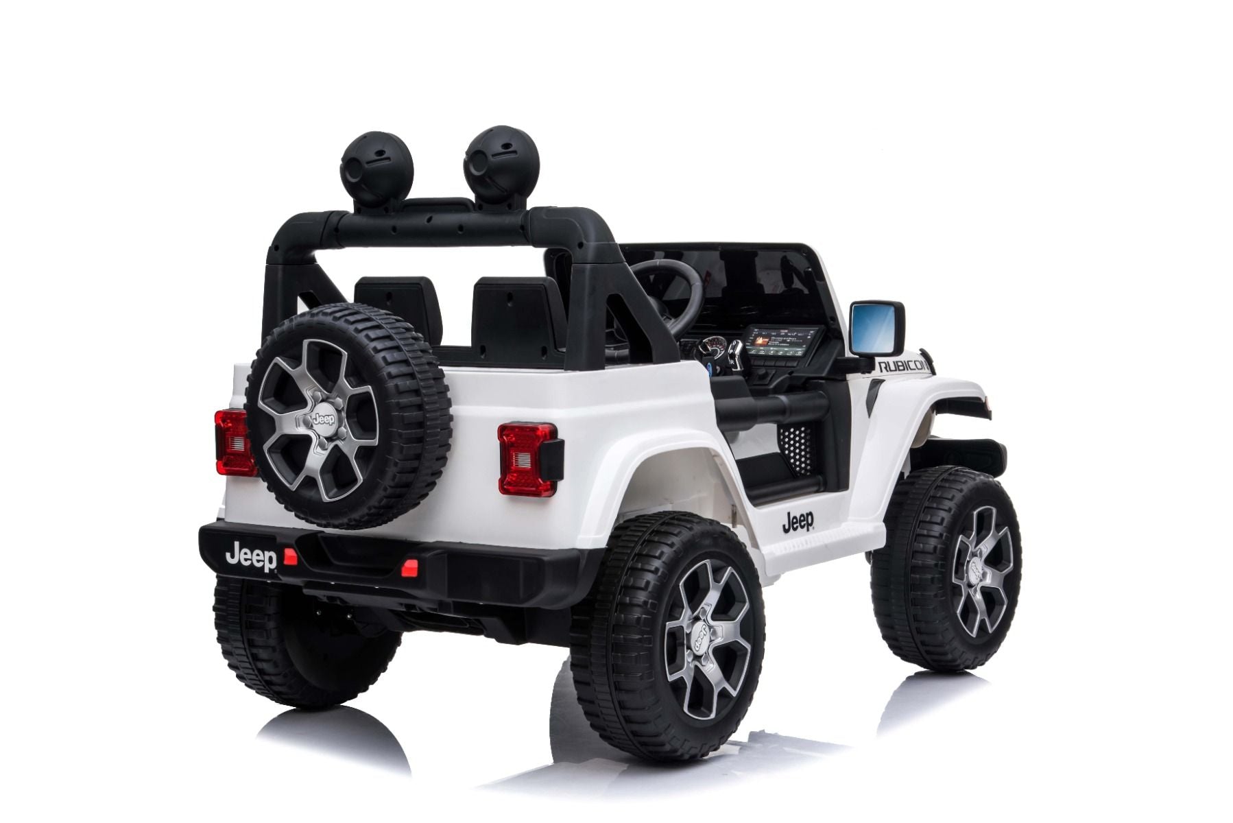 RIRICAR Elektroauto für Kinder 12V Jeep Wrangler, Weiß, kinder elektroauto 2 sitzer mit 2,4-GHz-Fernbedienung, Radio mit Bluetooth- und USB-Eingang, Lithium-Akku, Eva-Räder, elektrofahrzeug kinder ab 3-8 jahre