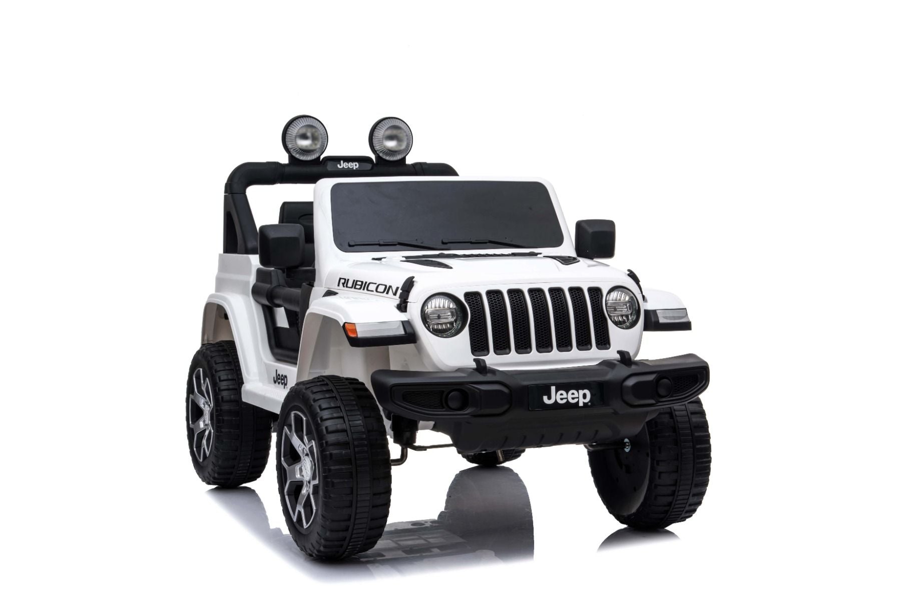RIRICAR Elektroauto für Kinder 12V Jeep Wrangler, Weiß, kinder elektroauto 2 sitzer mit 2,4-GHz-Fernbedienung, Radio mit Bluetooth- und USB-Eingang, Lithium-Akku, Eva-Räder, elektrofahrzeug kinder ab 3-8 jahre