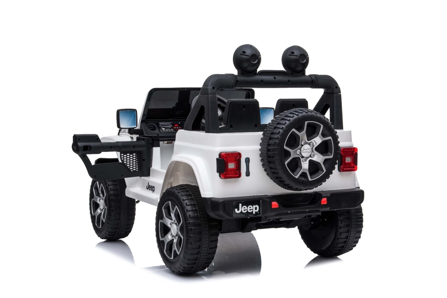 RIRICAR Elektroauto für Kinder 12V Jeep Wrangler, Weiß, kinder elektroauto 2 sitzer mit 2,4-GHz-Fernbedienung, Radio mit Bluetooth- und USB-Eingang, Lithium-Akku, Eva-Räder, elektrofahrzeug kinder ab 3-8 jahre