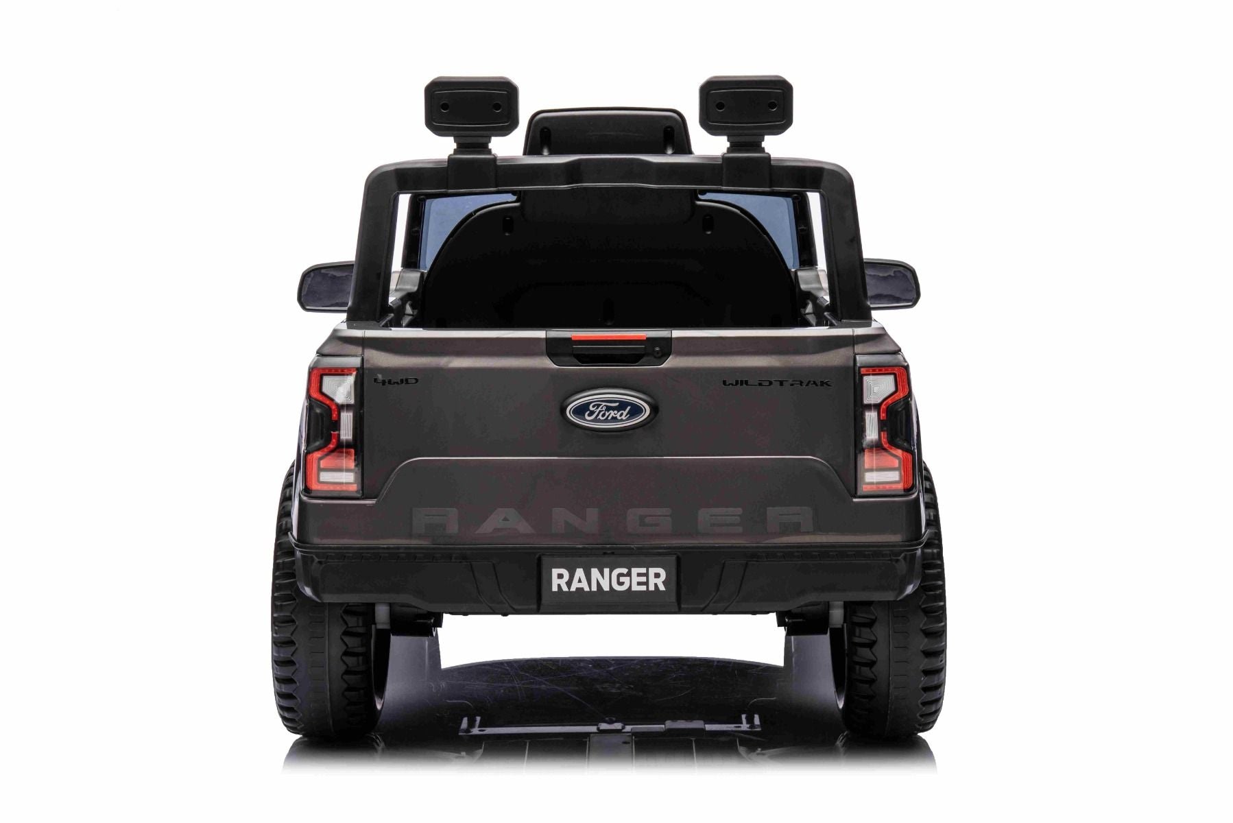 Elektro-Rutschauto FORD Ranger 12V, grau, Ledersitz, 2,4-GHz-Fernbedienung, Bluetooth-/USB-Eingang, Federung, 12-V-Batterie, Kunststoffräder, 2 x 30-W-Motoren, ORIGINAL-Lizenz