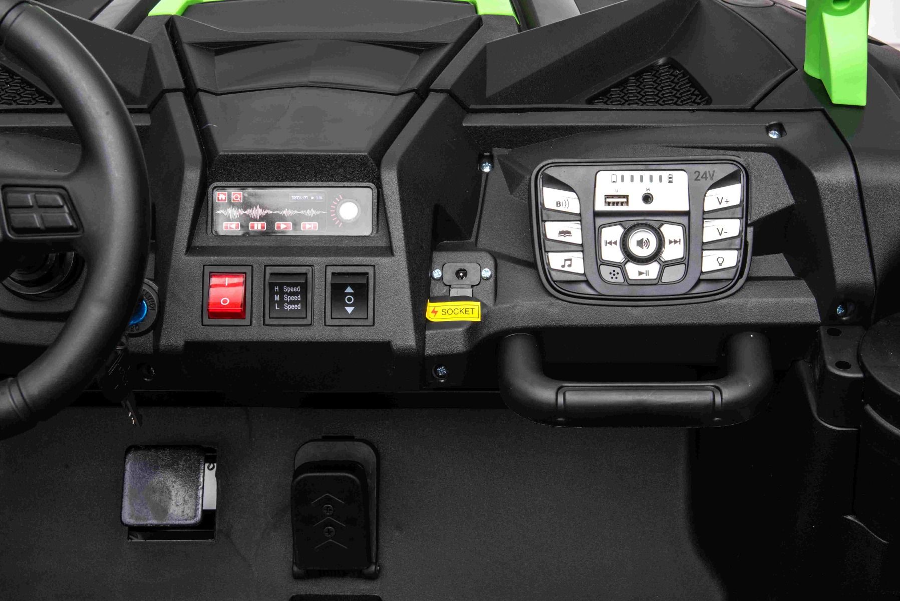 Kinder Elektroauto 24V UTV XXL, grün, elektroauto für kinder 2 sitzer, Ledersitze, 180W Motoren, elektrofahrzeug kinder ab 3 bis 12 jahre