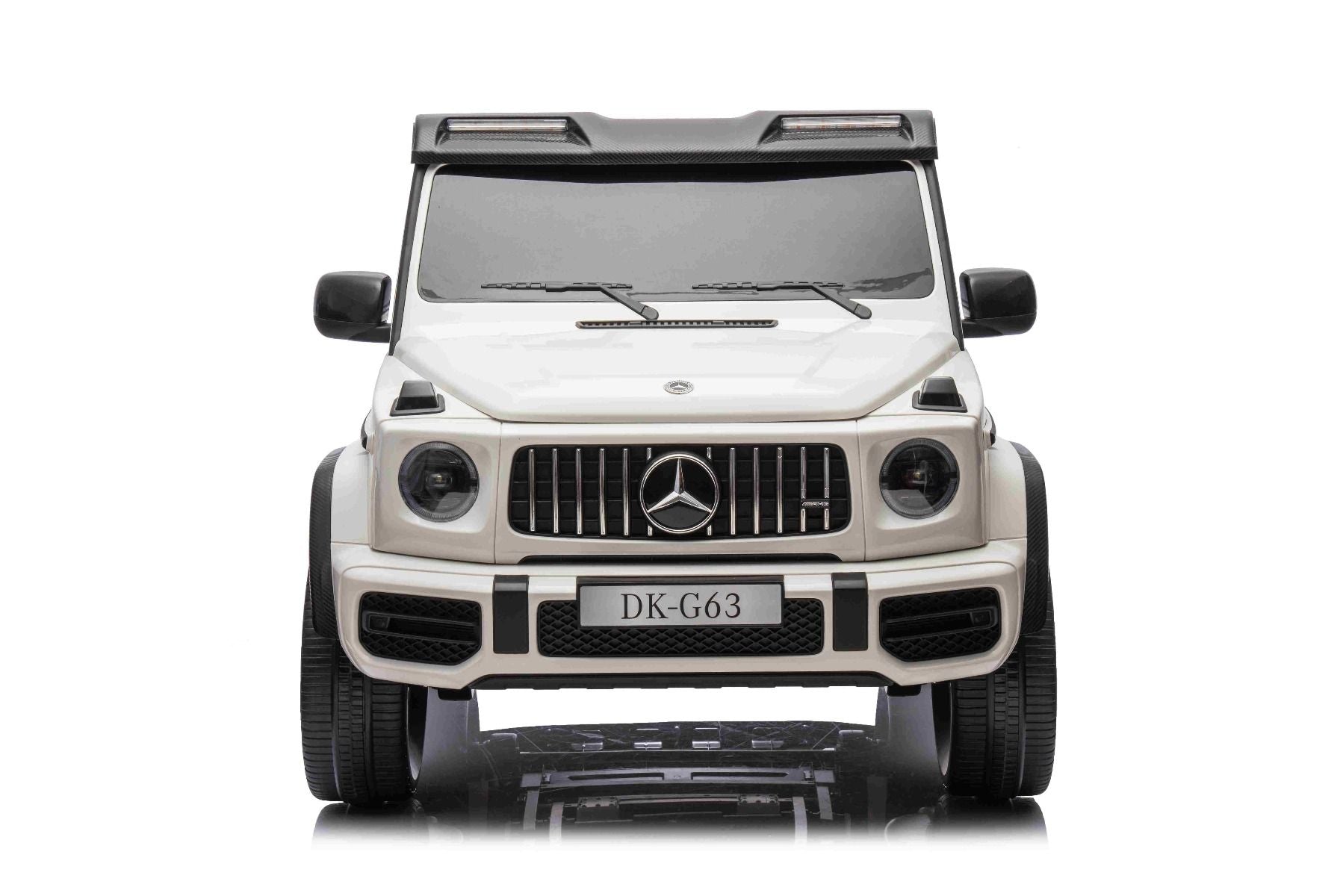 Elektro-Kinderauto Mercedes-Benz G63 AMG 4x4² Zweisitzer 12V, Weiß, MP3-Player mit USB/AUX-Eingang, 4x4-Antrieb, Batterie 12V14Ah, gefederte EVA-Räder, Kunstledersitze, Fernbedienung, Lizenziert