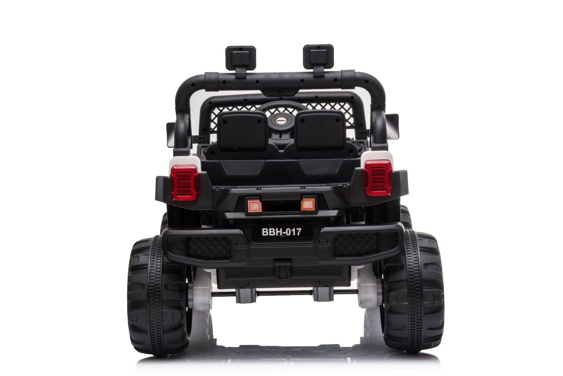 All Ride Elektroauto mit Hinterradantrieb, weiß, 12 V Akku, hohes Fahrwerk, breite Sitzbank, Federung an der Hinterachse, 2,4 GHz Fernsteuerung, MP3-Player mit USB, LED-Leuchten