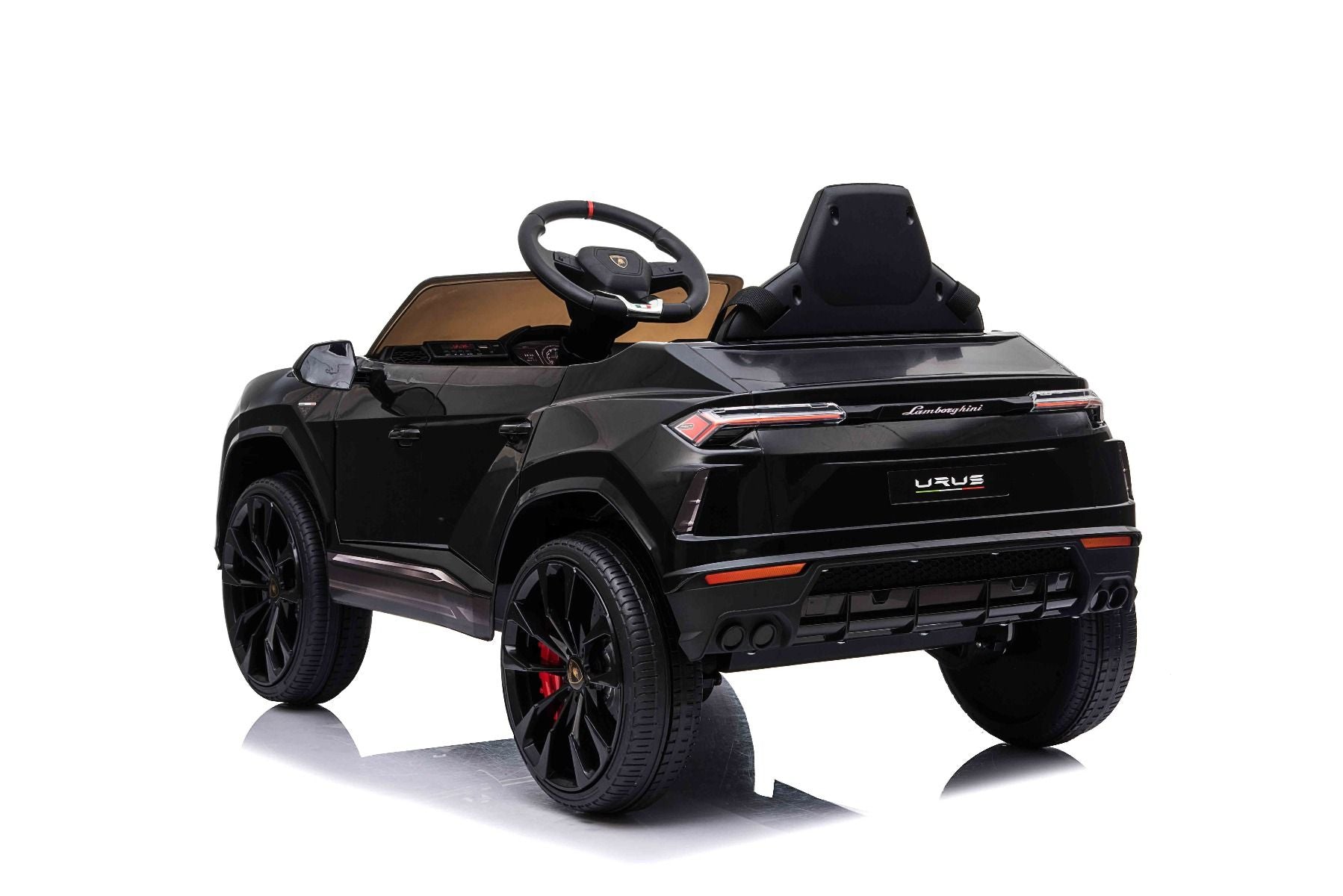 Kinder elektroauto 12V Lamborghini URUS, Schwarz, original lizenziert, 2x Motor, 12V Batterie, Elektroauto für kinder mit 2,4-GHz-Fernbedienung, weiche EVA-Räder, Federung, Elektrofahrzeug kinder ab 3 bis 6 jahre
