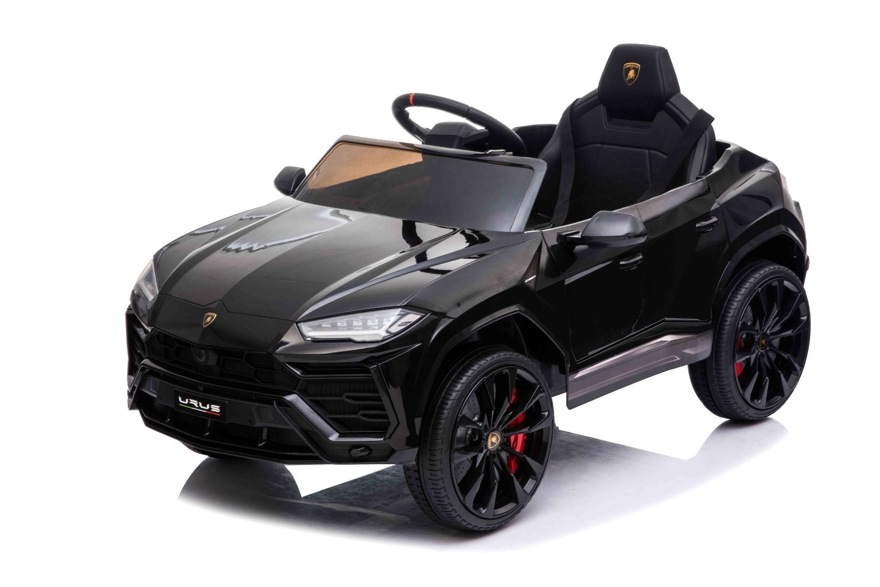 Kinder elektroauto 12V Lamborghini URUS, Schwarz, original lizenziert, 2x Motor, 12V Batterie, Elektroauto für kinder mit 2,4-GHz-Fernbedienung, weiche EVA-Räder, Federung, Elektrofahrzeug kinder ab 3 bis 6 jahre