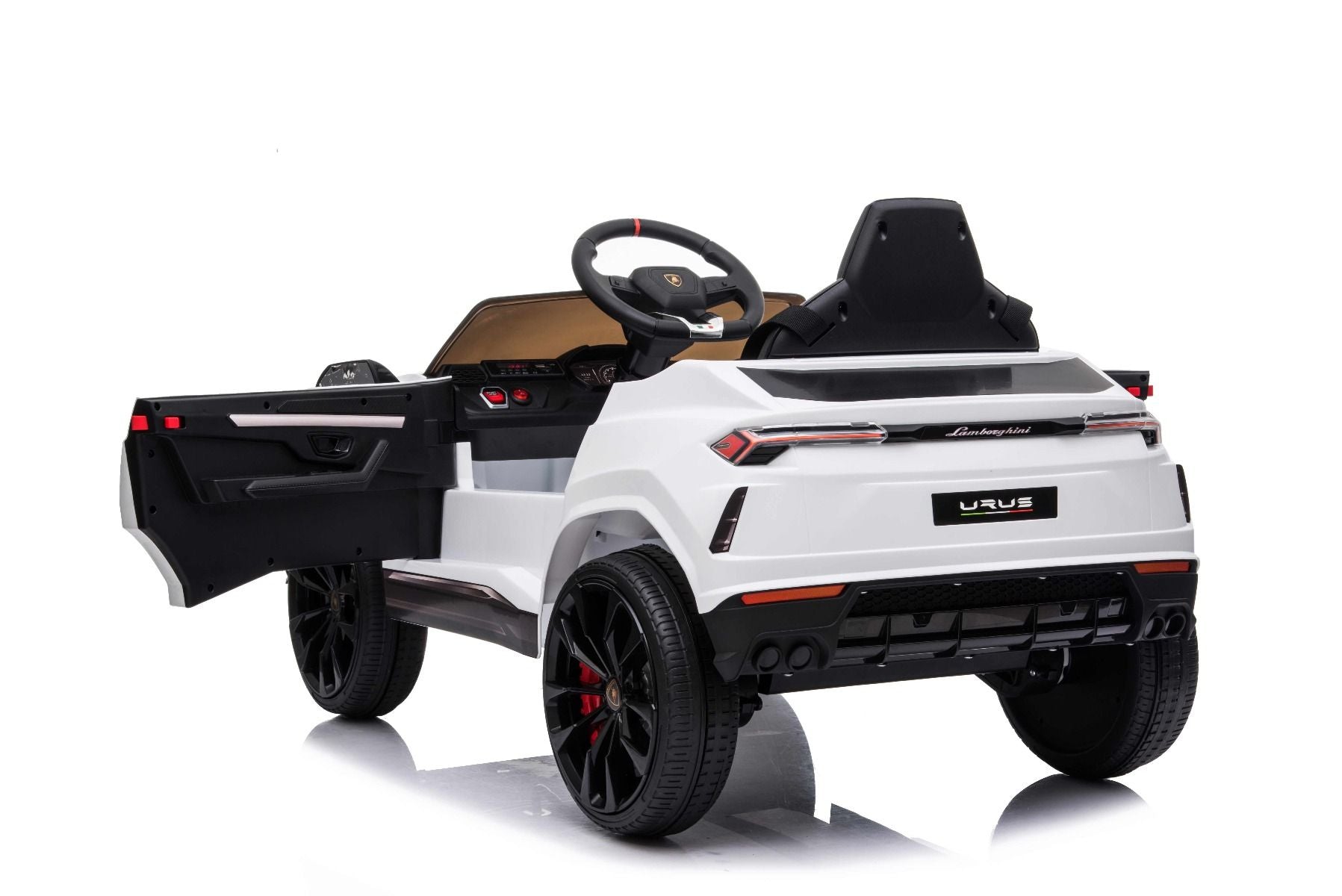 Kinder elektroauto 12V Lamborghini URUS, weiß, original lizenziert, 2x Motor, 12V Batterie, Elektroauto für kinder mit 2,4-GHz-Fernbedienung, weiche EVA-Räder, Federung, Elektrofahrzeug kinder ab 3 bis 6 jahre