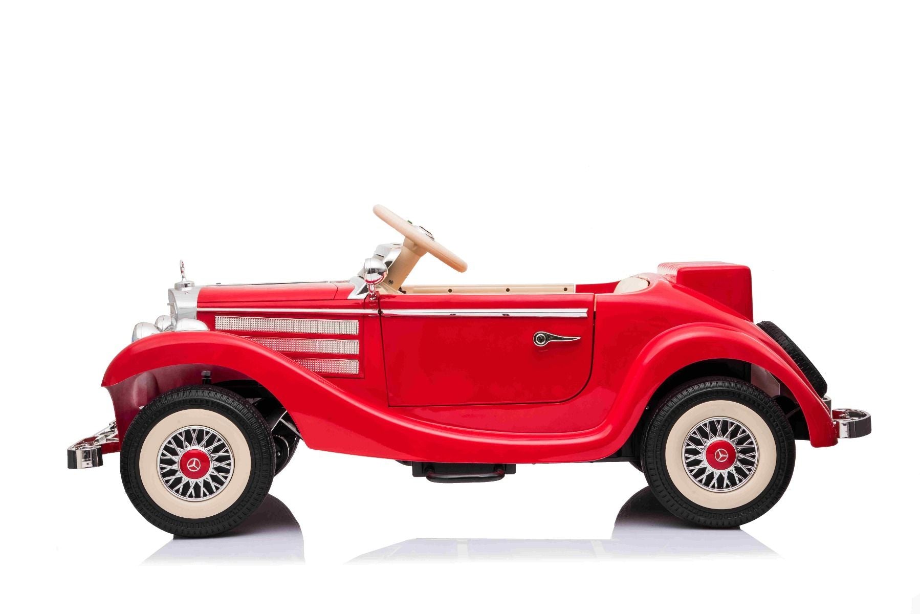 Kinder-Elektroauto Mercedes-Benz 540K, rot, lokale elterliche Kontrolle per Lenkrad, 2,4-GHz Fernbedienung, 12V14AH Batterie, 4x Motor, Kunstledersitz, EVA-Räder, Bluetooth, USB, Hinterradaufhängung