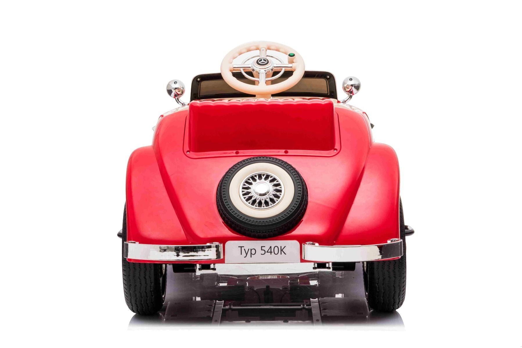 Kinder-Elektroauto Mercedes-Benz 540K, rot, lokale elterliche Kontrolle per Lenkrad, 2,4-GHz Fernbedienung, 12V14AH Batterie, 4x Motor, Kunstledersitz, EVA-Räder, Bluetooth, USB, Hinterradaufhängung