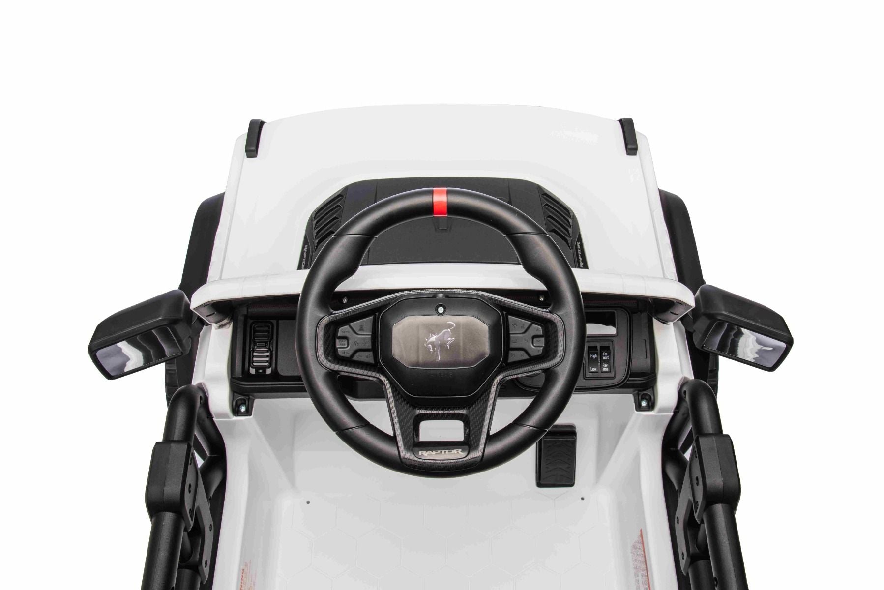 Elektrisches Kinderfahrzeug Ford Bronco mit Hinterradantrieb, lizenziert (Einzelsitzer), Weiß, Lithiumbatterie, hohe Bodenfreiheit, breiter Sitz, Hinterachsfederung, 2,4-GHz-Fernbedienung, MP3-Player mit USB-Anschluss, LED-Beleuchtung