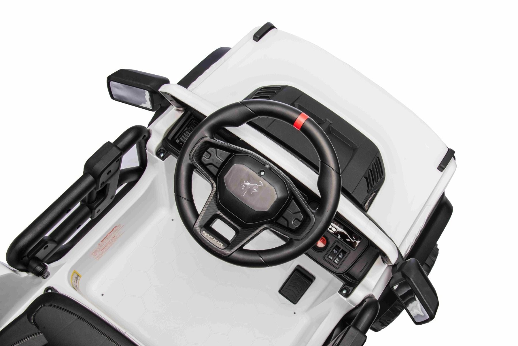 Elektrisches Kinderfahrzeug Ford Bronco mit Hinterradantrieb, lizenziert (Einzelsitzer), Weiß, Lithiumbatterie, hohe Bodenfreiheit, breiter Sitz, Hinterachsfederung, 2,4-GHz-Fernbedienung, MP3-Player mit USB-Anschluss, LED-Beleuchtung