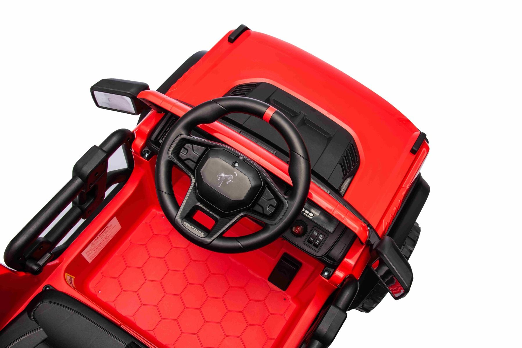 Elektrisches Kinderfahrzeug Ford Bronco mit Hinterradantrieb, lizenziert (Einzelsitzer), Rot, Lithiumbatterie, hohe Bodenfreiheit, breiter Sitz, Hinterachsfederung, 2,4-GHz-Fernbedienung, MP3-Player mit USB-Anschluss, LED-Beleuchtung