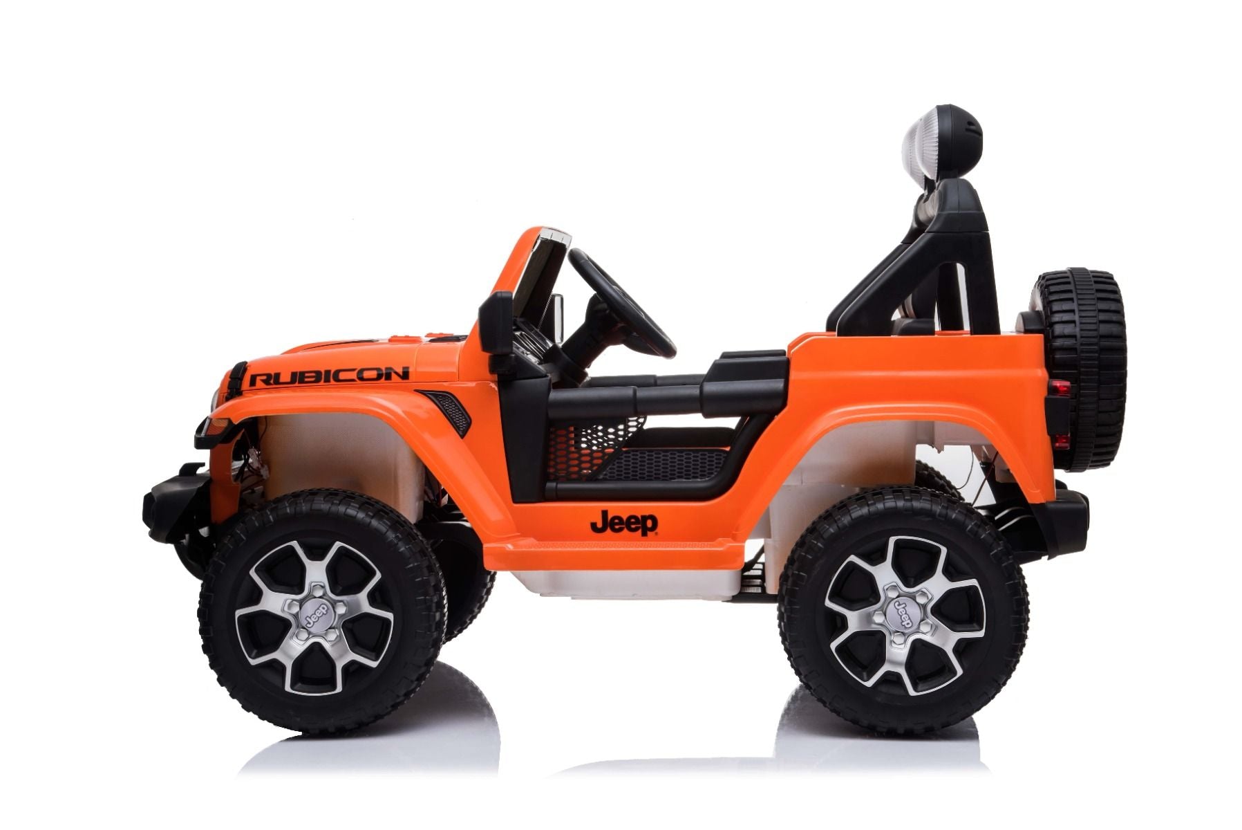 RIRICAR Elektroauto für Kinder 12V Jeep Wrangler, Orange, kinder elektroauto 2 sitzer mit 2,4-GHz-Fernbedienung, Radio mit Bluetooth- und USB-Eingang, Lithium-Akku, Eva-Räder, elektrofahrzeug kinder ab 3-8 jahre