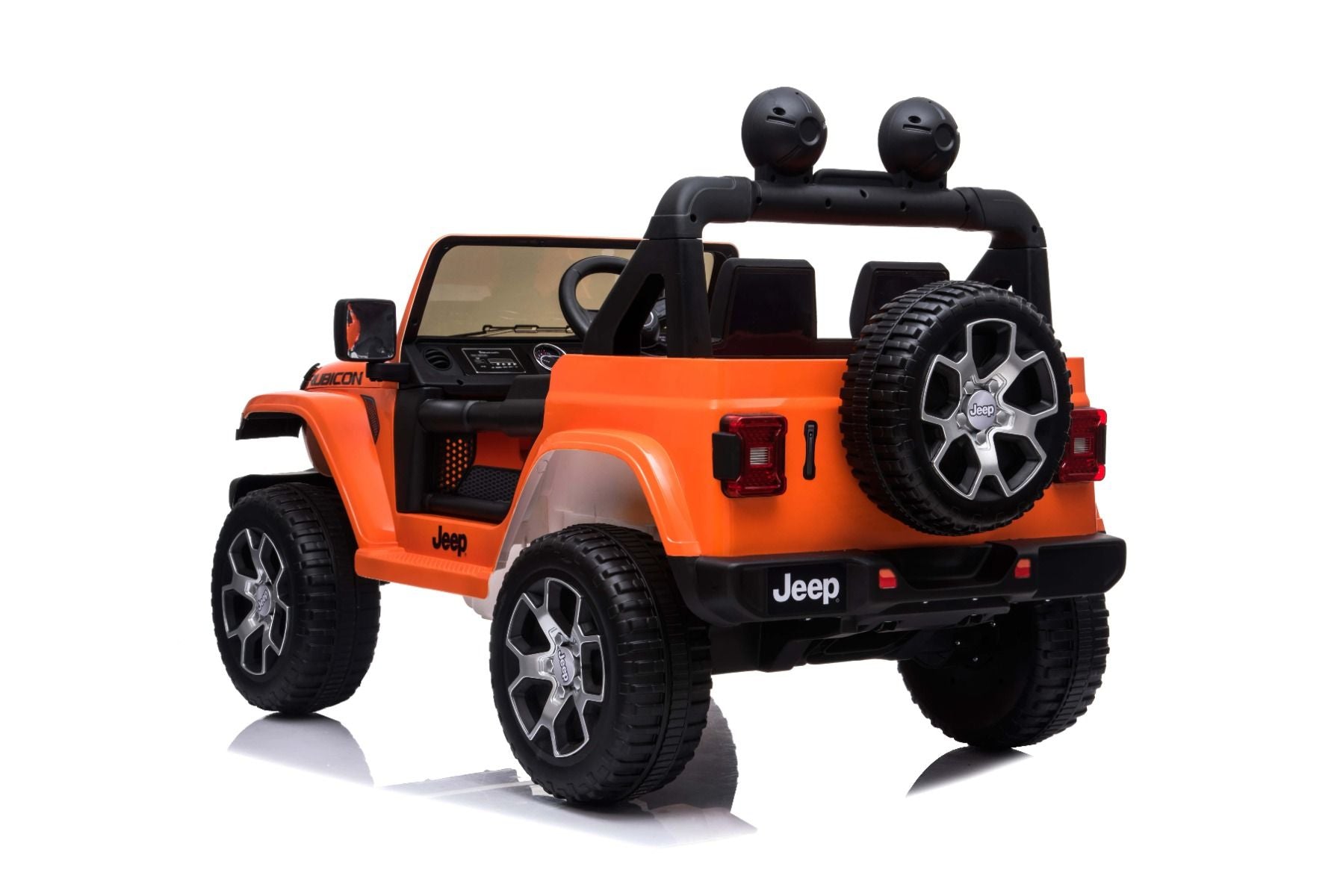 RIRICAR Elektroauto für Kinder 12V Jeep Wrangler, Orange, kinder elektroauto 2 sitzer mit 2,4-GHz-Fernbedienung, Radio mit Bluetooth- und USB-Eingang, Lithium-Akku, Eva-Räder, elektrofahrzeug kinder ab 3-8 jahre