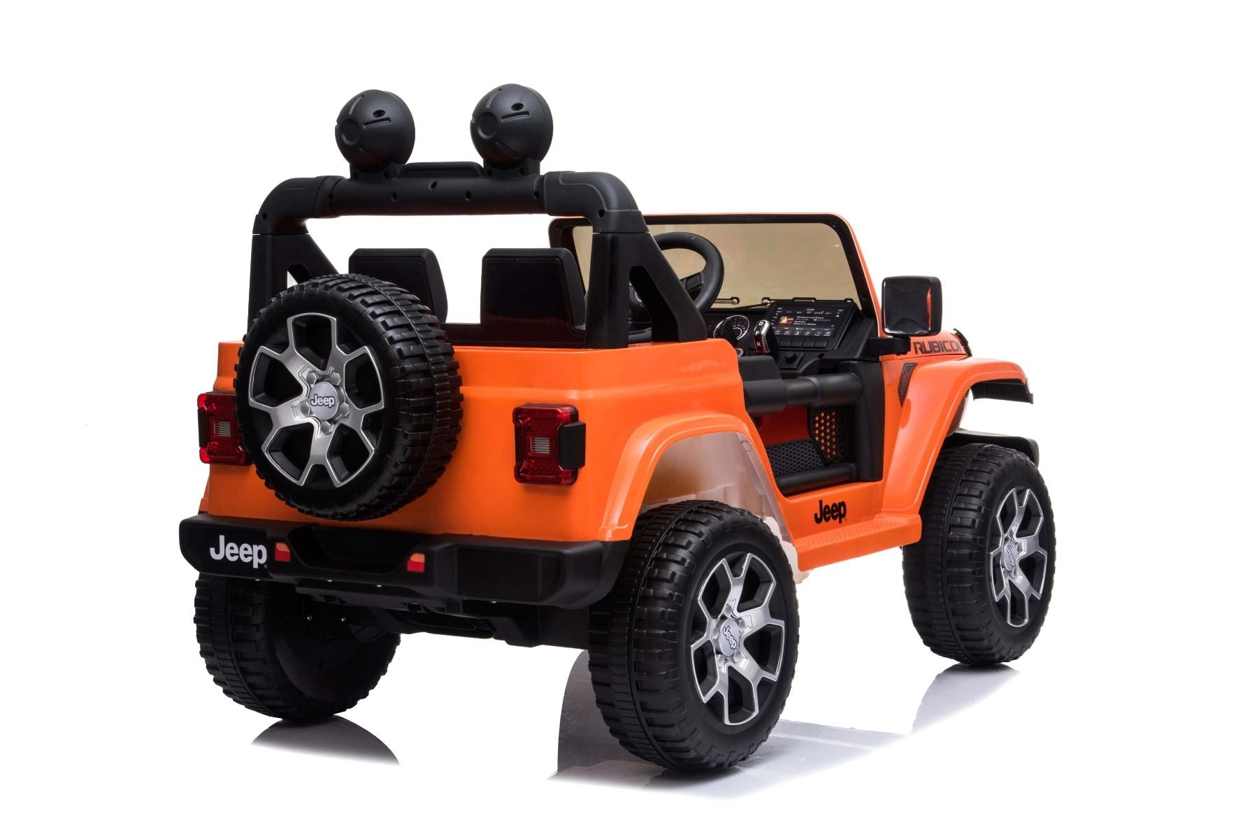 RIRICAR Elektroauto für Kinder 12V Jeep Wrangler, Orange, kinder elektroauto 2 sitzer mit 2,4-GHz-Fernbedienung, Radio mit Bluetooth- und USB-Eingang, Lithium-Akku, Eva-Räder, elektrofahrzeug kinder ab 3-8 jahre