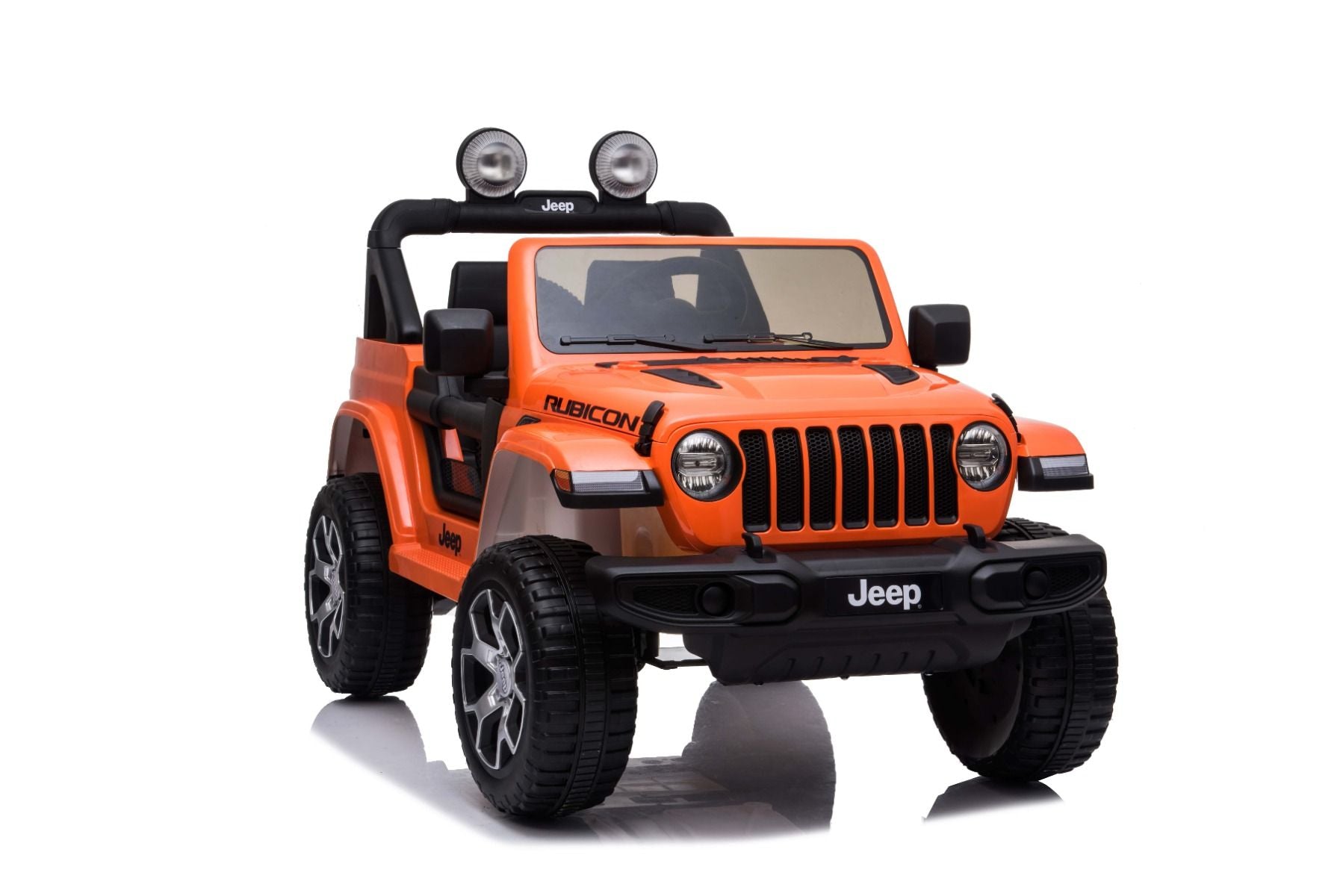 RIRICAR Elektroauto für Kinder 12V Jeep Wrangler, Orange, kinder elektroauto 2 sitzer mit 2,4-GHz-Fernbedienung, Radio mit Bluetooth- und USB-Eingang, Lithium-Akku, Eva-Räder, elektrofahrzeug kinder ab 3-8 jahre