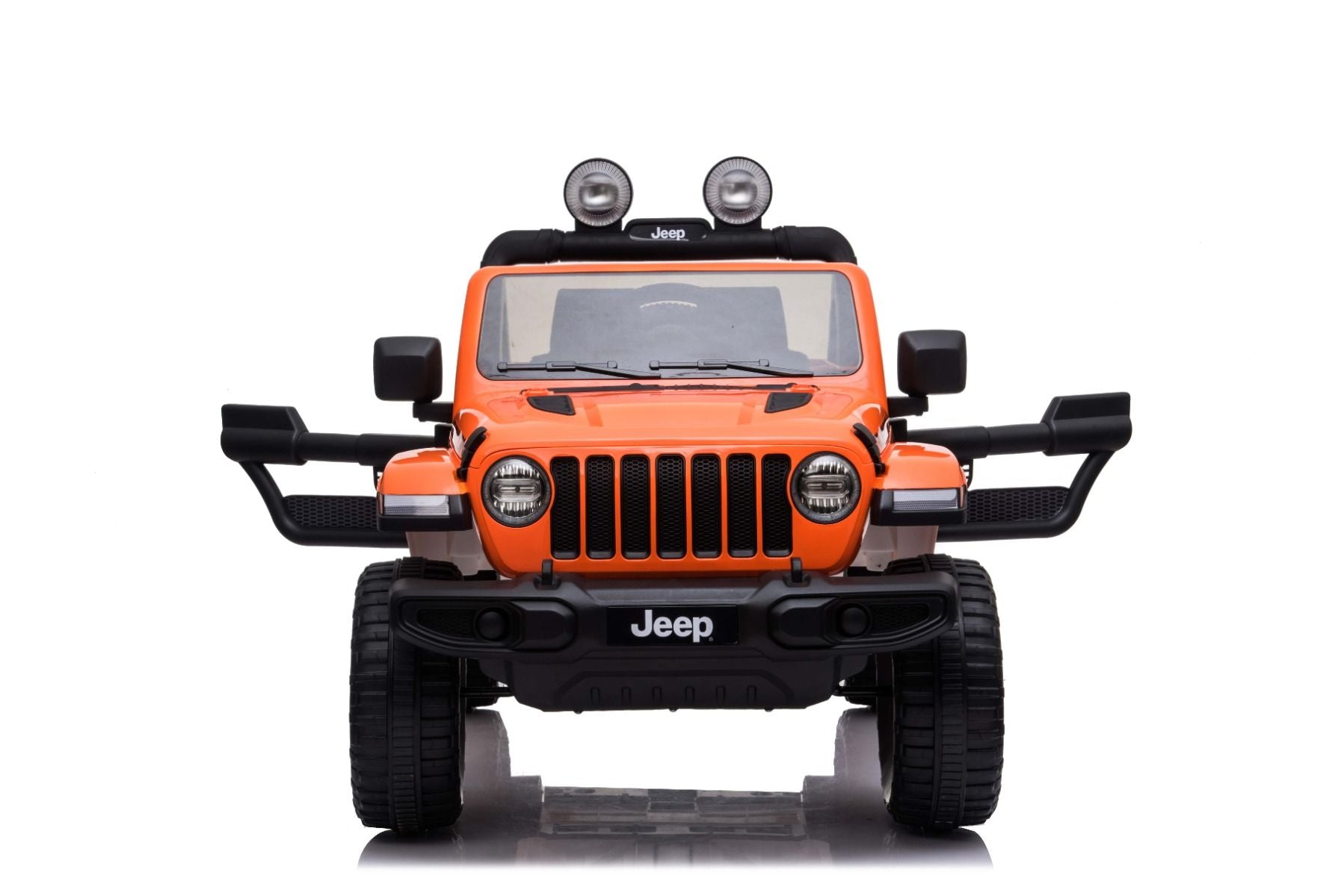 RIRICAR Elektroauto für Kinder 12V Jeep Wrangler, Orange, kinder elektroauto 2 sitzer mit 2,4-GHz-Fernbedienung, Radio mit Bluetooth- und USB-Eingang, Lithium-Akku, Eva-Räder, elektrofahrzeug kinder ab 3-8 jahre