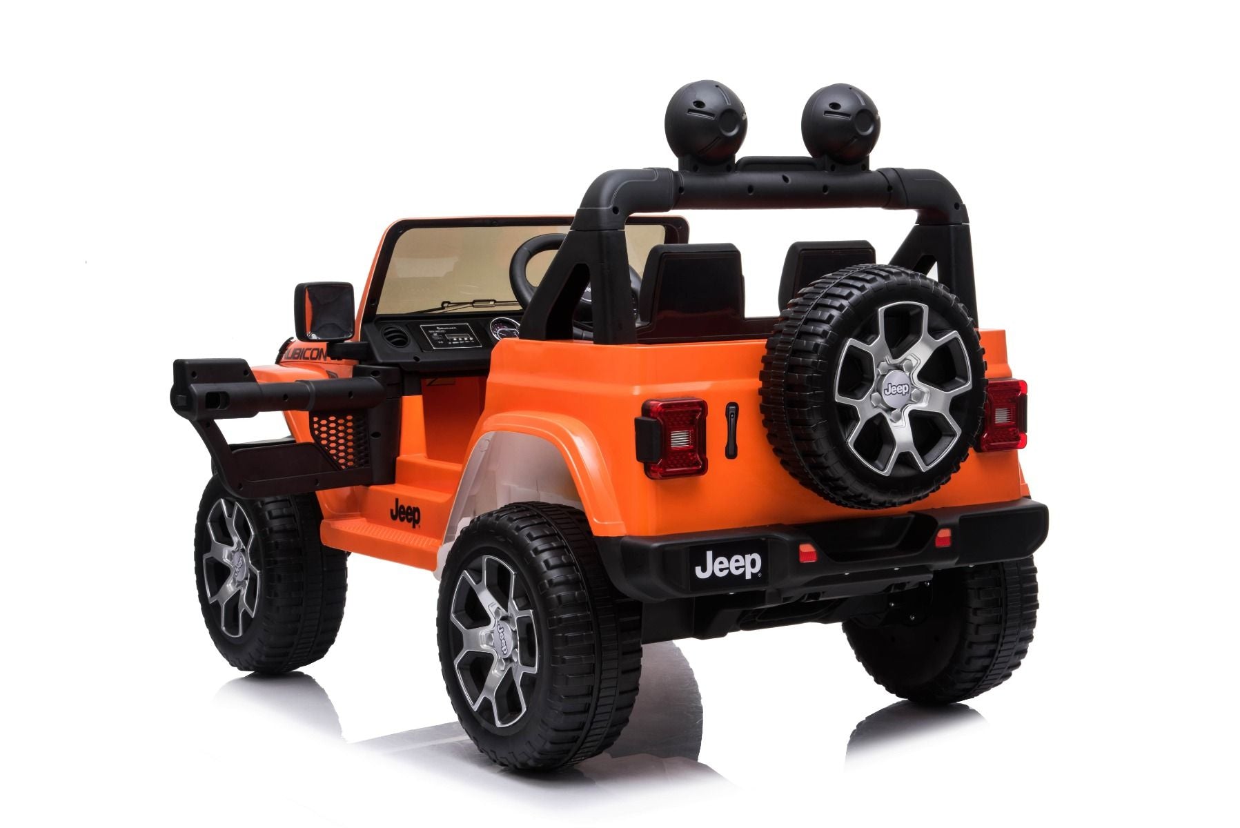 RIRICAR Elektroauto für Kinder 12V Jeep Wrangler, Orange, kinder elektroauto 2 sitzer mit 2,4-GHz-Fernbedienung, Radio mit Bluetooth- und USB-Eingang, Lithium-Akku, Eva-Räder, elektrofahrzeug kinder ab 3-8 jahre