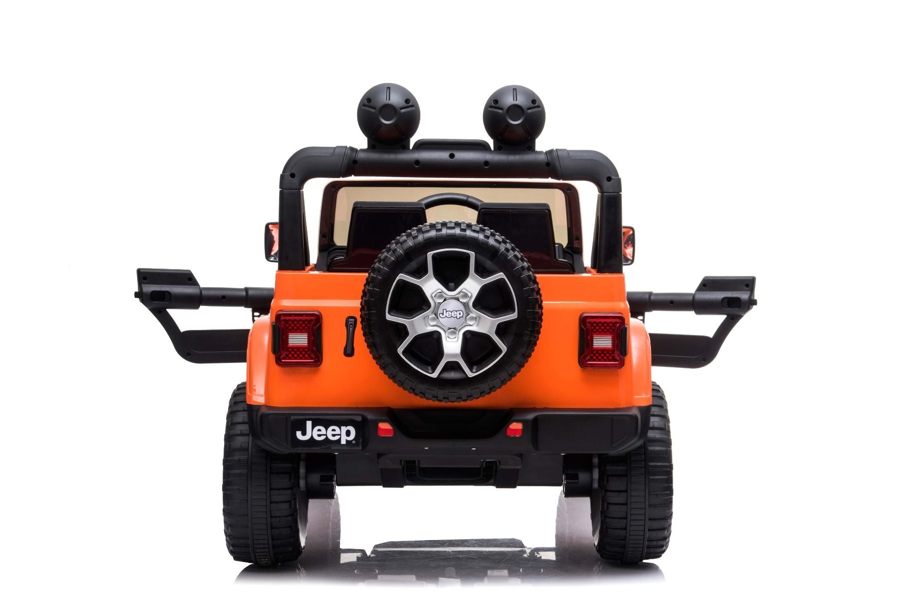 RIRICAR Elektroauto für Kinder 12V Jeep Wrangler, Orange, kinder elektroauto 2 sitzer mit 2,4-GHz-Fernbedienung, Radio mit Bluetooth- und USB-Eingang, Lithium-Akku, Eva-Räder, elektrofahrzeug kinder ab 3-8 jahre