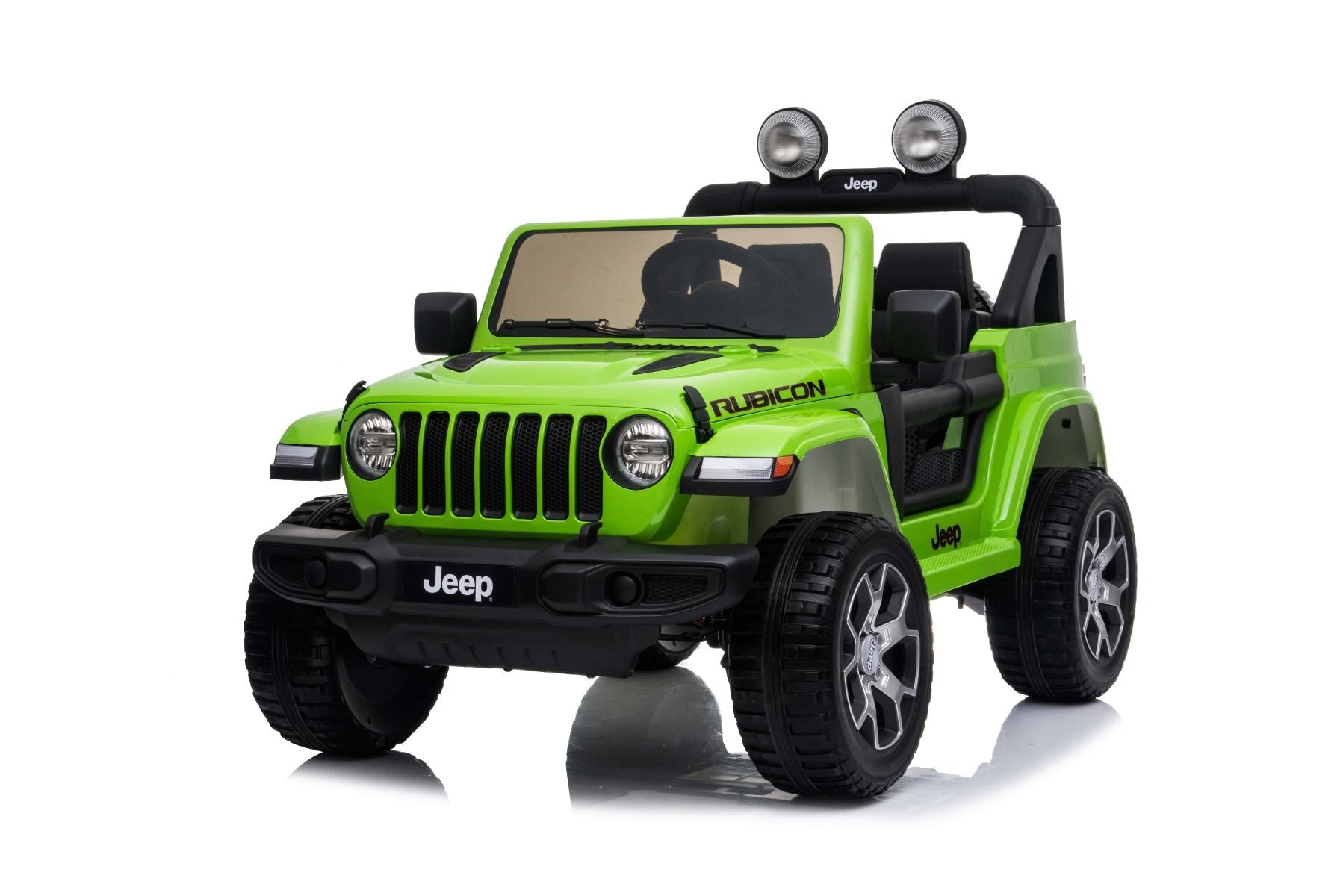 RIRICAR Elektroauto für Kinder 12V Jeep Wrangler, Grün, kinder elektroauto 2 sitzer mit 2,4-GHz-Fernbedienung, Radio mit Bluetooth- und USB-Eingang, Lithium-Akku, Eva-Räder, elektrofahrzeug kinder ab 3-8 jahre