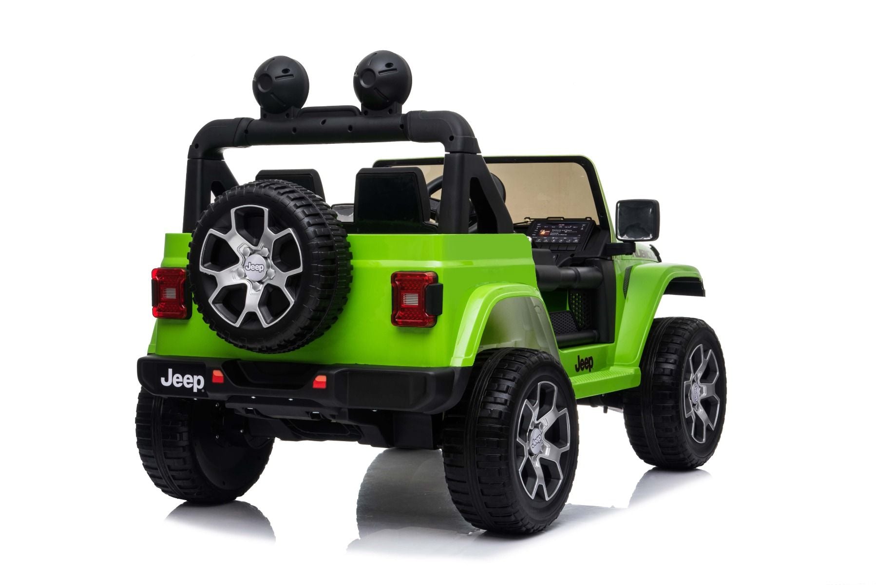 RIRICAR Elektroauto für Kinder 12V Jeep Wrangler, Grün, kinder elektroauto 2 sitzer mit 2,4-GHz-Fernbedienung, Radio mit Bluetooth- und USB-Eingang, Lithium-Akku, Eva-Räder, elektrofahrzeug kinder ab 3-8 jahre