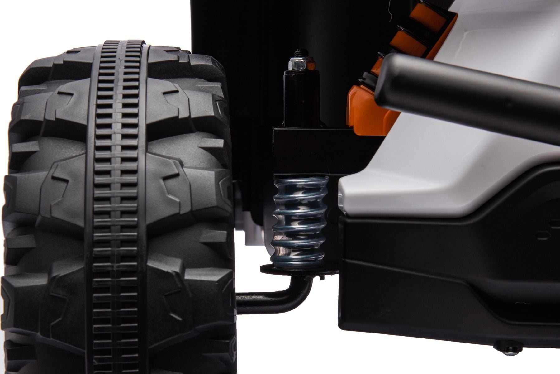 Elektrisches Aufsitzauto UTV Small 12V, weiß, Hinterradantrieb, 12V Batterie, Kunststoffräder, Breiter Doppelsitz für nur ein Kind, 2,4 GHz Fernbedienung, MP3-Player mit USB/SD-Eingang, LED-Leuchten