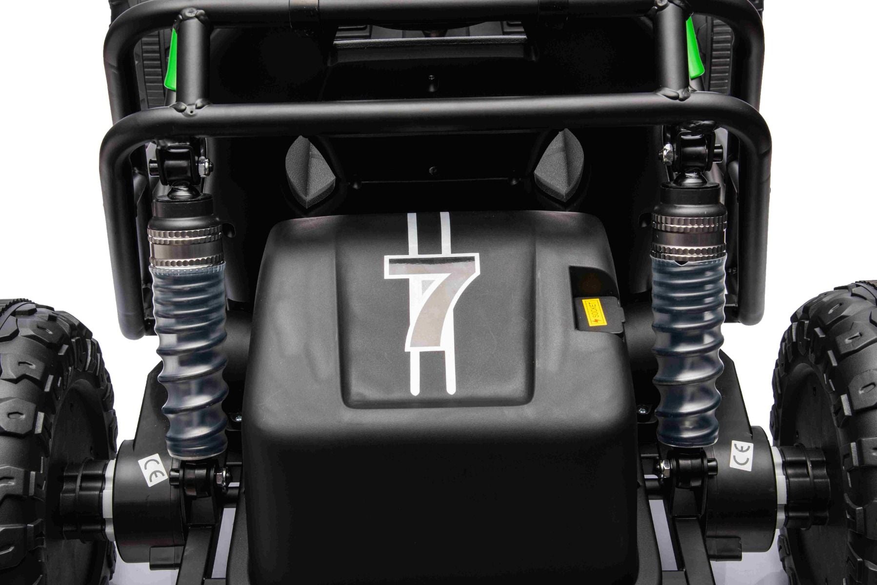 Elektrisches Aufsitz-Sportcart 24V, Grün, weiche EVA-Räder, Kunstledersitz, sanfte Drift-Räder, 2 x 50W Motor, 24V Akku, massive Metallkonstruktion