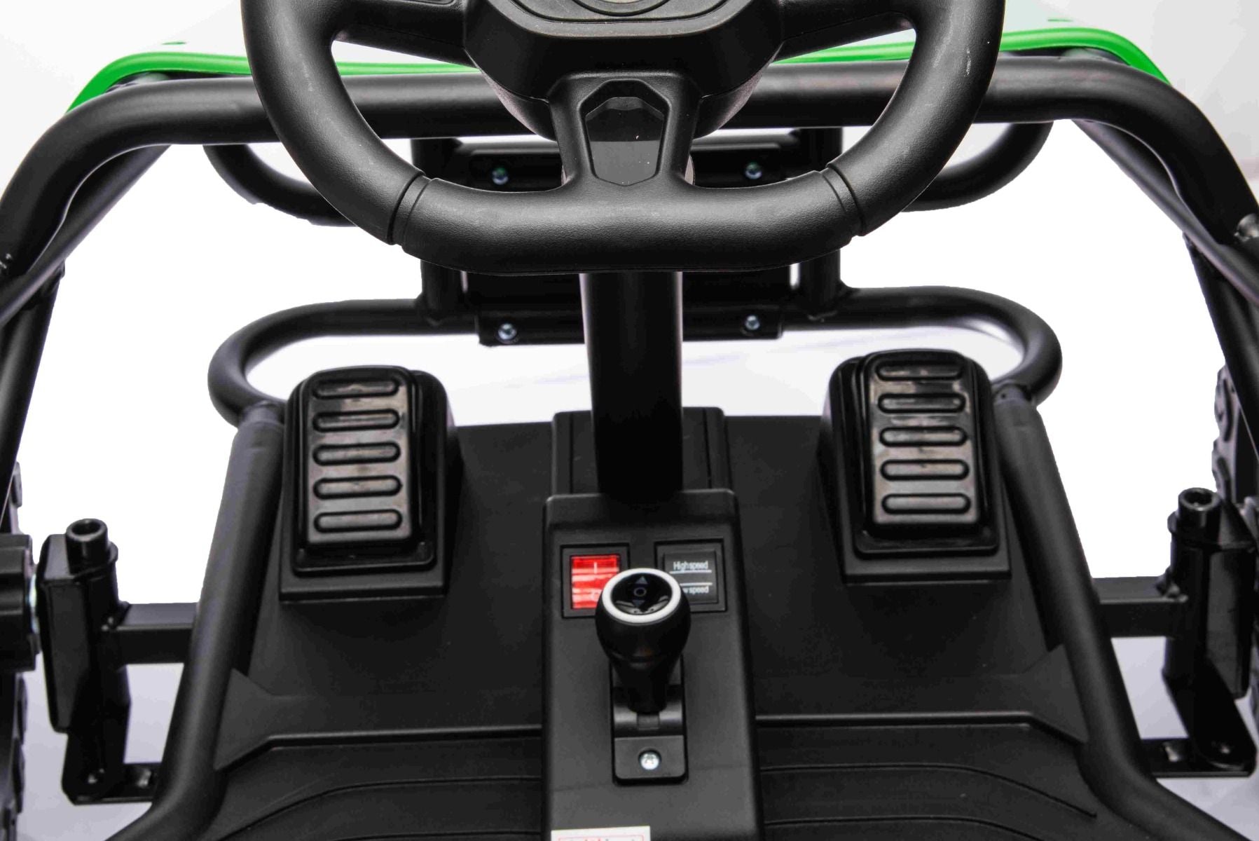 Elektrisches Aufsitz-Sportcart 24V, Grün, weiche EVA-Räder, Kunstledersitz, sanfte Drift-Räder, 2 x 50W Motor, 24V Akku, massive Metallkonstruktion