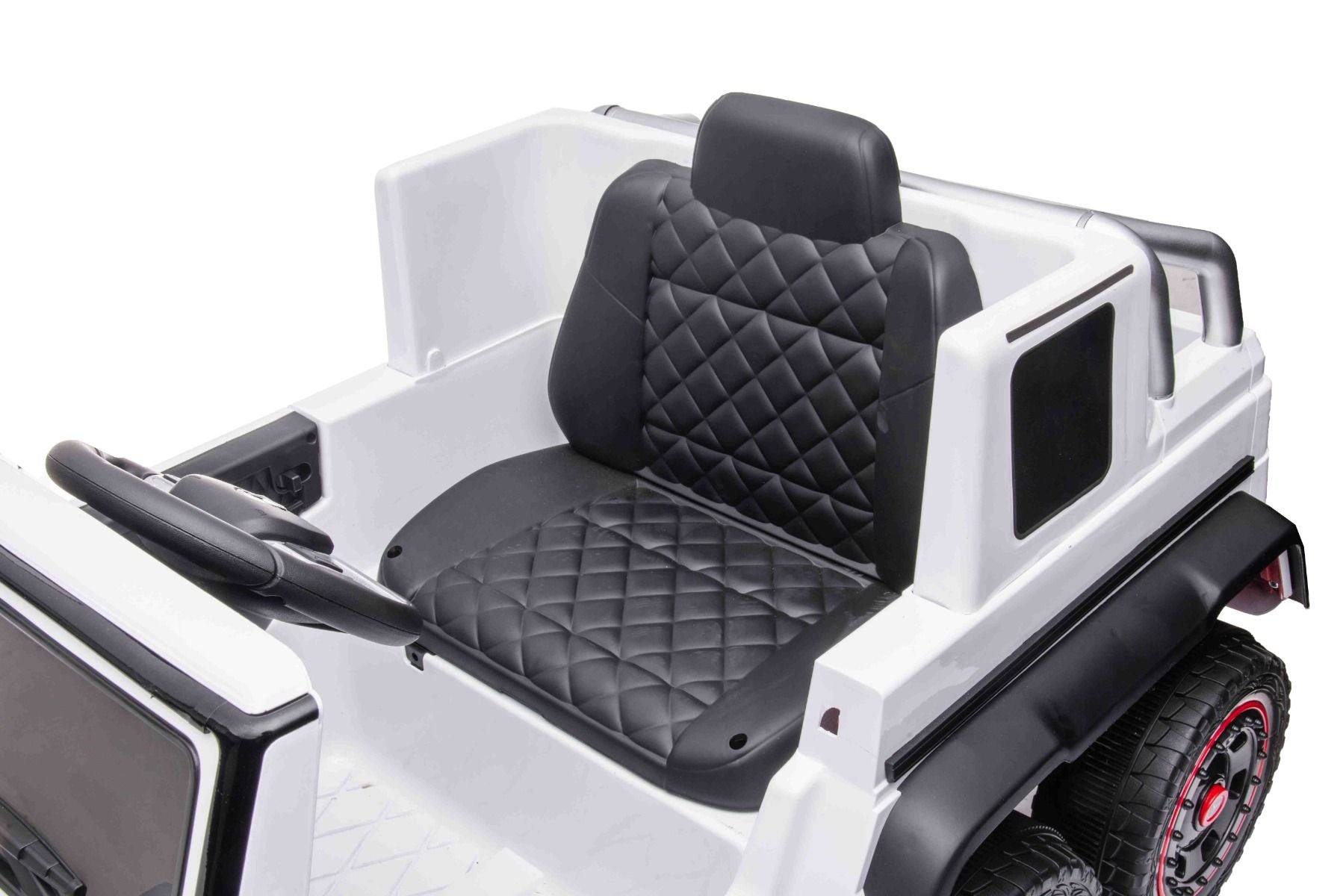 Elektro-Rutschauto Mercedes-Benz G63 AMG 6X6, Einsitzer, Weiß, 6 Räder mit Einzelradaufhängung, Antrieb 2 x 45-W-Motoren, 12V10AH-Batterie, Kunststoffräder und -sitz, Fernbedienung, lizenziert