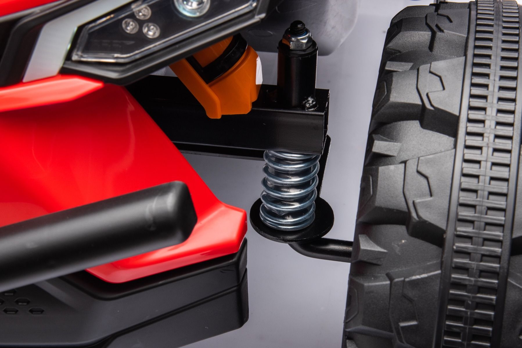 Elektrisches Aufsitzauto UTV Small 12V, rot, Hinterradantrieb, 12V Batterie, Kunststoffräder, Breiter Doppelsitz für nur ein Kind, 2,4 GHz Fernbedienung, MP3-Player mit USB/SD-Eingang, LED-Leuchten