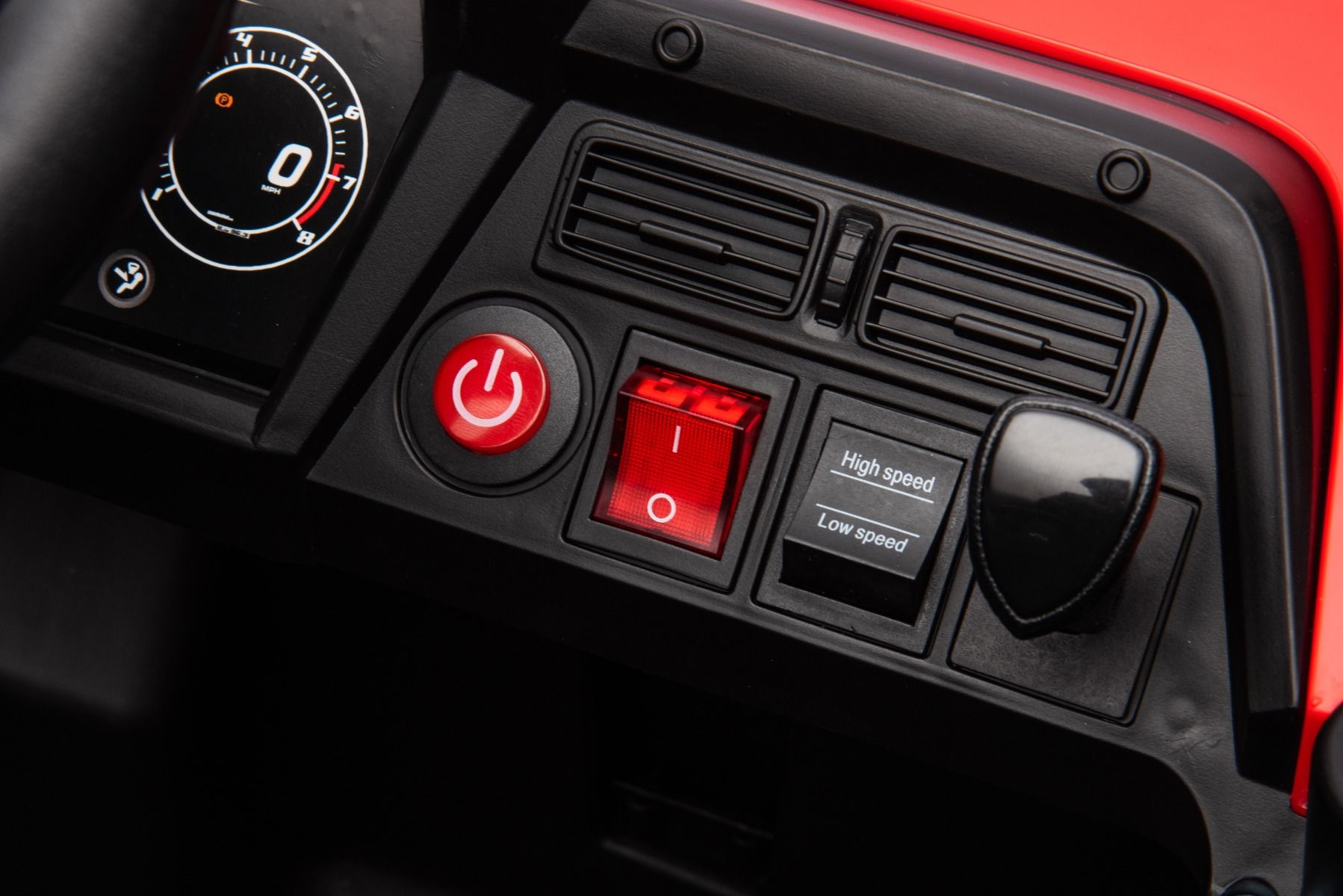 Elektrisches Aufsitzauto UTV Small 12V, rot, Hinterradantrieb, 12V Batterie, Kunststoffräder, Breiter Doppelsitz für nur ein Kind, 2,4 GHz Fernbedienung, MP3-Player mit USB/SD-Eingang, LED-Leuchten