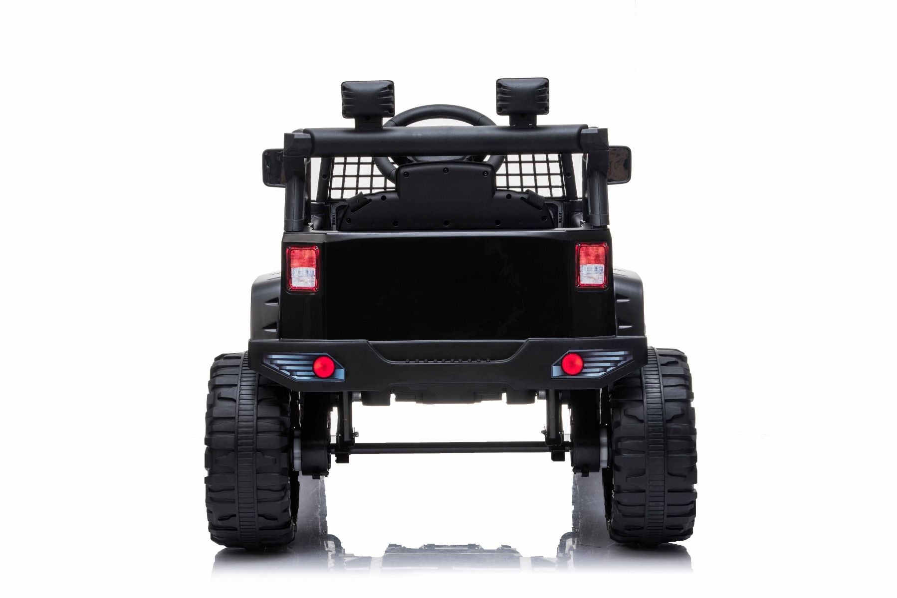 Kinder Elektroauto 12V Offroad Modell 2023 schwarz, hohes Fahrgestell, breiter Sitz, hängende Achsen, Elektroauto für kinder mit 2,4-GHz-Fernbedienung, MP3/USB , LED-Leuchten, elektroauto kinder ab 3-8 jahre