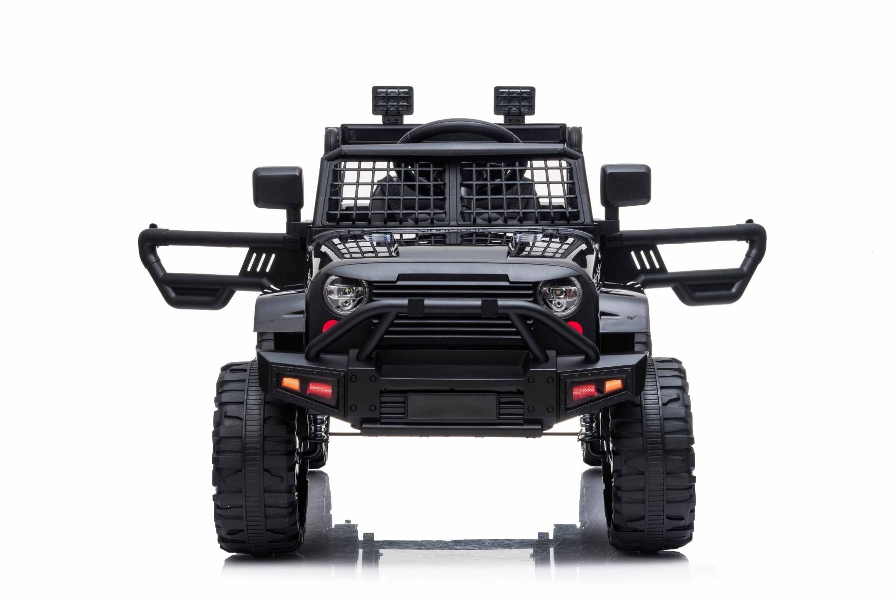 Kinder Elektroauto 12V Offroad Modell 2023 schwarz, hohes Fahrgestell, breiter Sitz, hängende Achsen, Elektroauto für kinder mit 2,4-GHz-Fernbedienung, MP3/USB , LED-Leuchten, elektroauto kinder ab 3-8 jahre