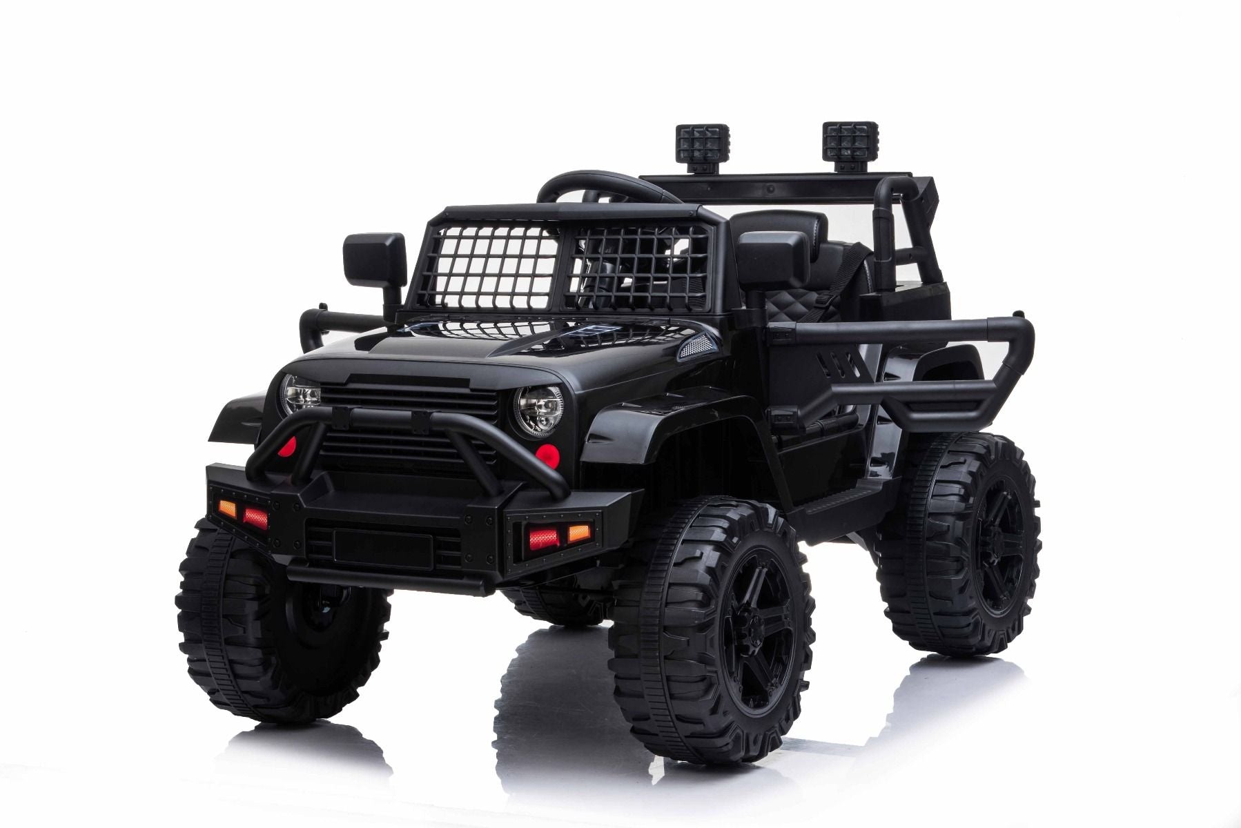 Kinder Elektroauto 12V Offroad Modell 2023 schwarz, hohes Fahrgestell, breiter Sitz, hängende Achsen, Elektroauto für kinder mit 2,4-GHz-Fernbedienung, MP3/USB , LED-Leuchten, elektroauto kinder ab 3-8 jahre