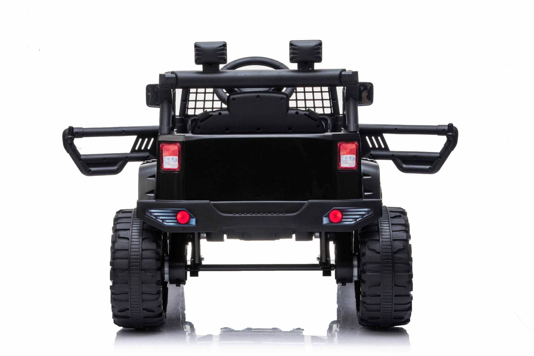 Kinder Elektroauto 12V Offroad Modell 2023 schwarz, hohes Fahrgestell, breiter Sitz, hängende Achsen, Elektroauto für kinder mit 2,4-GHz-Fernbedienung, MP3/USB , LED-Leuchten, elektroauto kinder ab 3-8 jahre