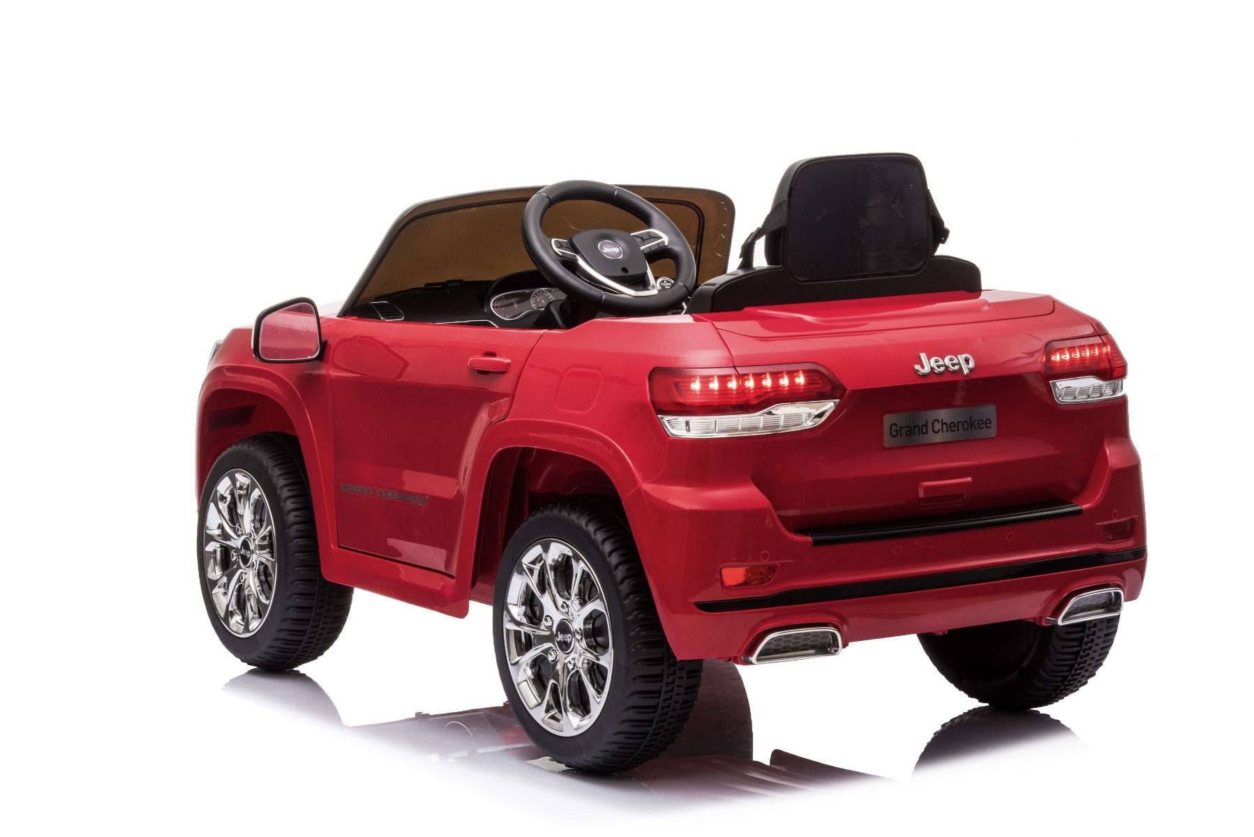 Kinder Elektroauto 12V Jeep Grand Cherokee, Rot, Ledersitz, 2 x 35W Motor, Elektroauto für kinder mit 2,4 GHz Fernbedienung, MP3/USB/AUX Eingang, Elektrofahrzeuge für kinder ab 3 bis 7 jahre