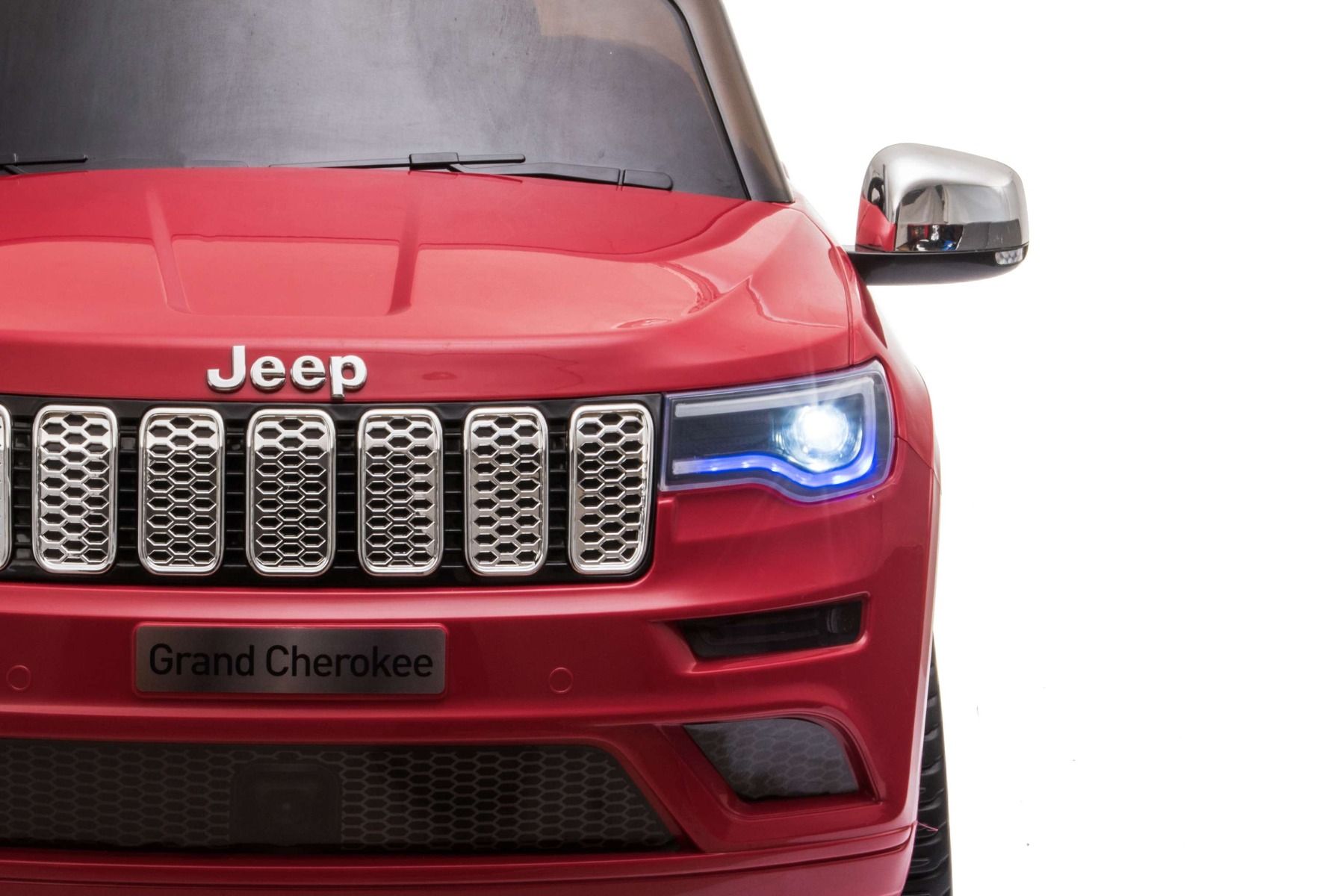 Kinder Elektroauto 12V Jeep Grand Cherokee, Rot, Ledersitz, 2 x 35W Motor, Elektroauto für kinder mit 2,4 GHz Fernbedienung, MP3/USB/AUX Eingang, Elektrofahrzeuge für kinder ab 3 bis 7 jahre