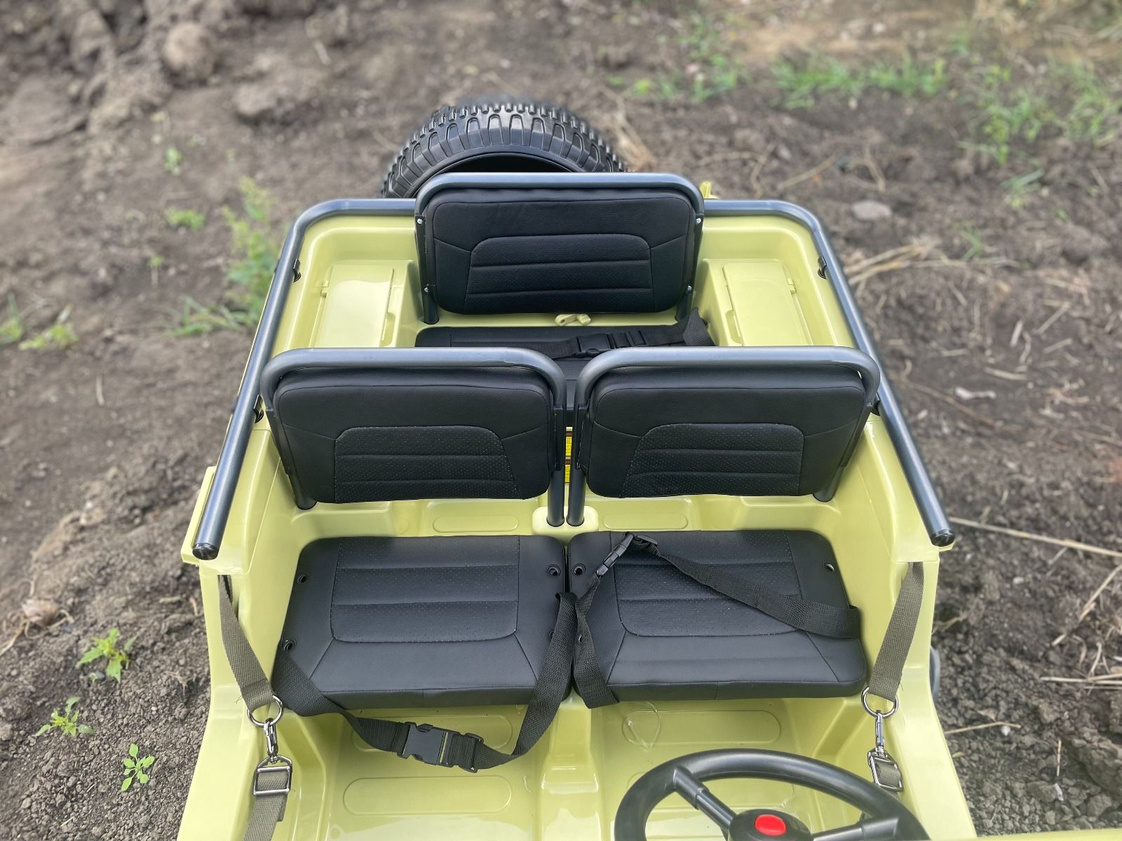 RIRICAR 4x4 Kinder Elektroauto 12V USA Army, 3 sitzer, Elektroauto für Kinder mit 2,4GHz Fernbedienung, MP3/USB/SD, Elektrofahrzeug Kinder ab 3-8 Jahre