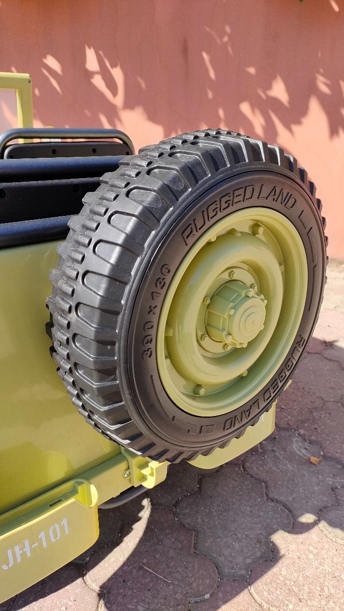 RIRICAR 4x4 Kinder Elektroauto 12V USA Army, 3 sitzer, Elektroauto für Kinder mit 2,4GHz Fernbedienung, MP3/USB/SD, Elektrofahrzeug Kinder ab 3-8 Jahre