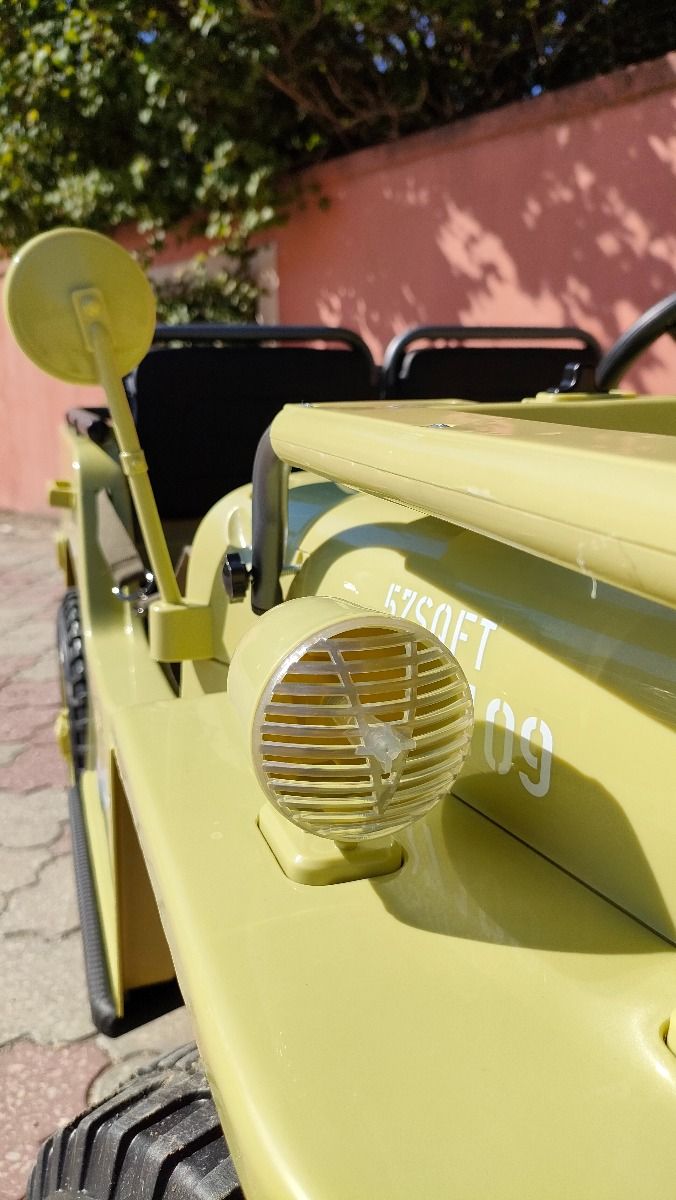 RIRICAR 4x4 Kinder Elektroauto 12V USA Army, 3 sitzer, Elektroauto für Kinder mit 2,4GHz Fernbedienung, MP3/USB/SD, Elektrofahrzeug Kinder ab 3-8 Jahre